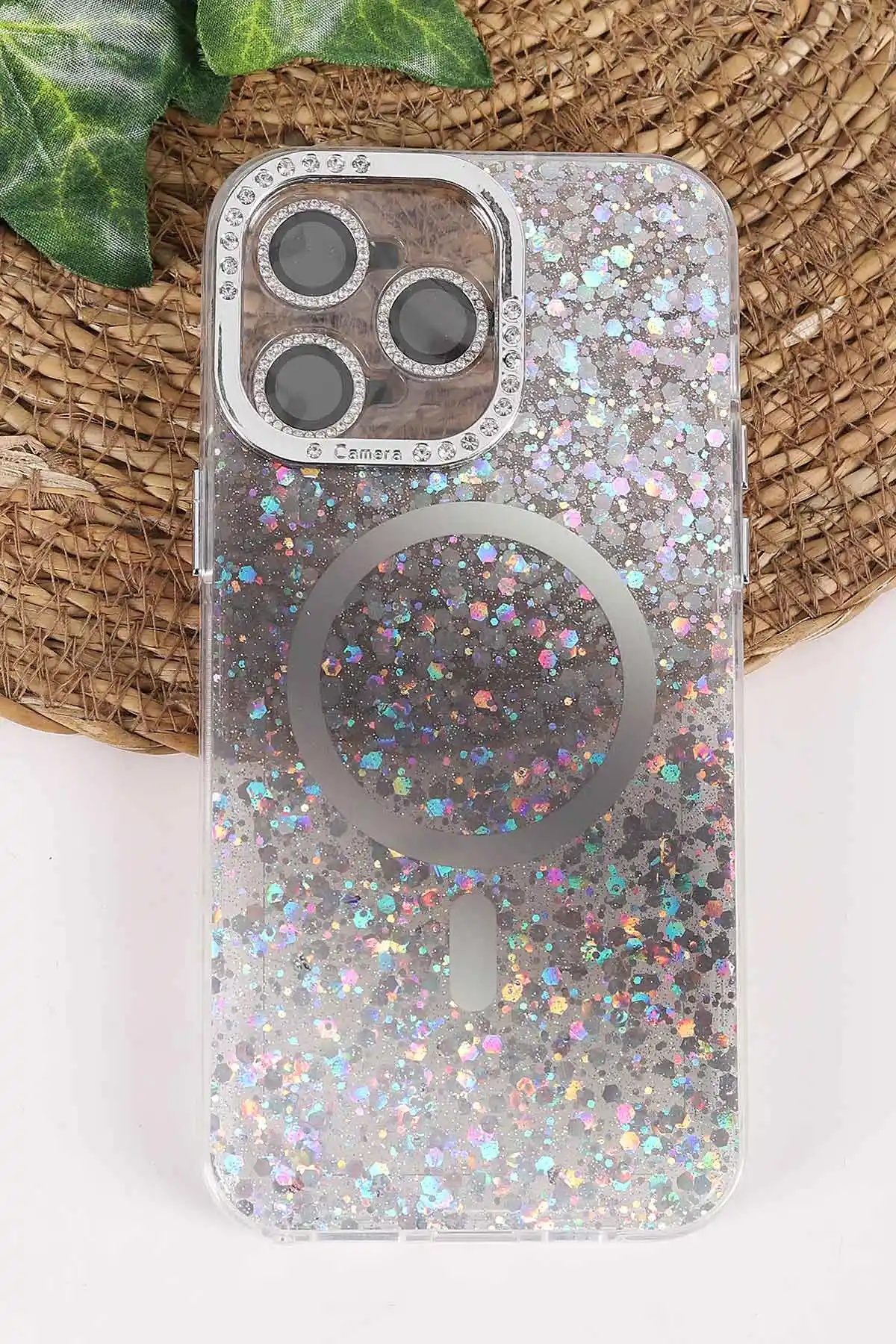 Siyah TeknoCase İPhone 14 Pro Max Uyumlu Sortie Diamond Case Serisi Sert Silikon Telefon Kılıfı 457968