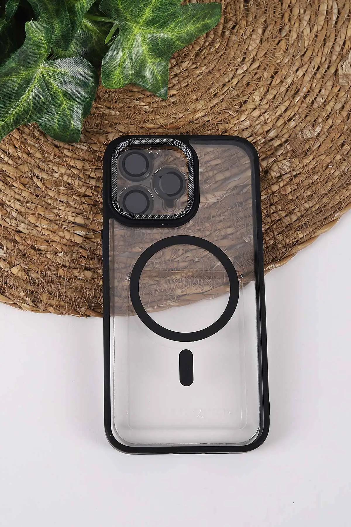 Siyah TeknoCase İPhone 15 Pro Max Uyumlu Clear Lüx Case Serisi Lens Hediyeli Sert Silikon Telefon Kılıfı 430728