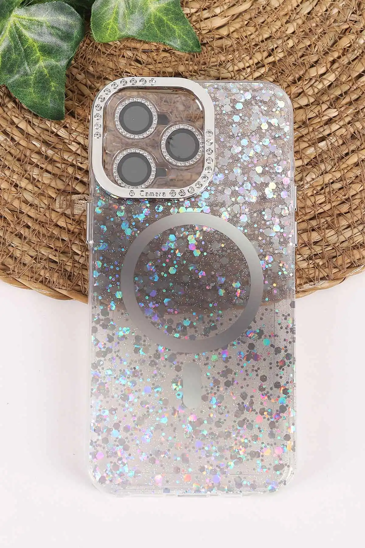 Siyah TeknoCase İPhone 15 Pro Max Uyumlu Sortie Diamond Case Serisi Sert Silikon Telefon Kılıfı 457990