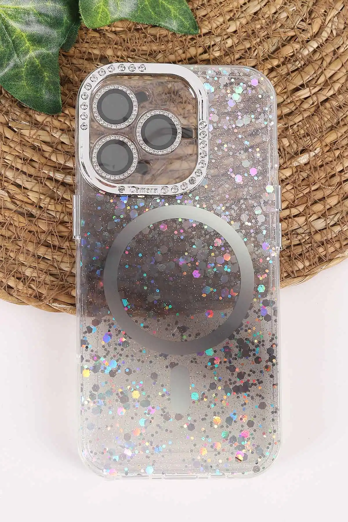 Siyah TeknoCase İPhone 16 Pro Uyumlu Sortie Diamond Case Serisi Sert Silikon Telefon Kılıfı 458002