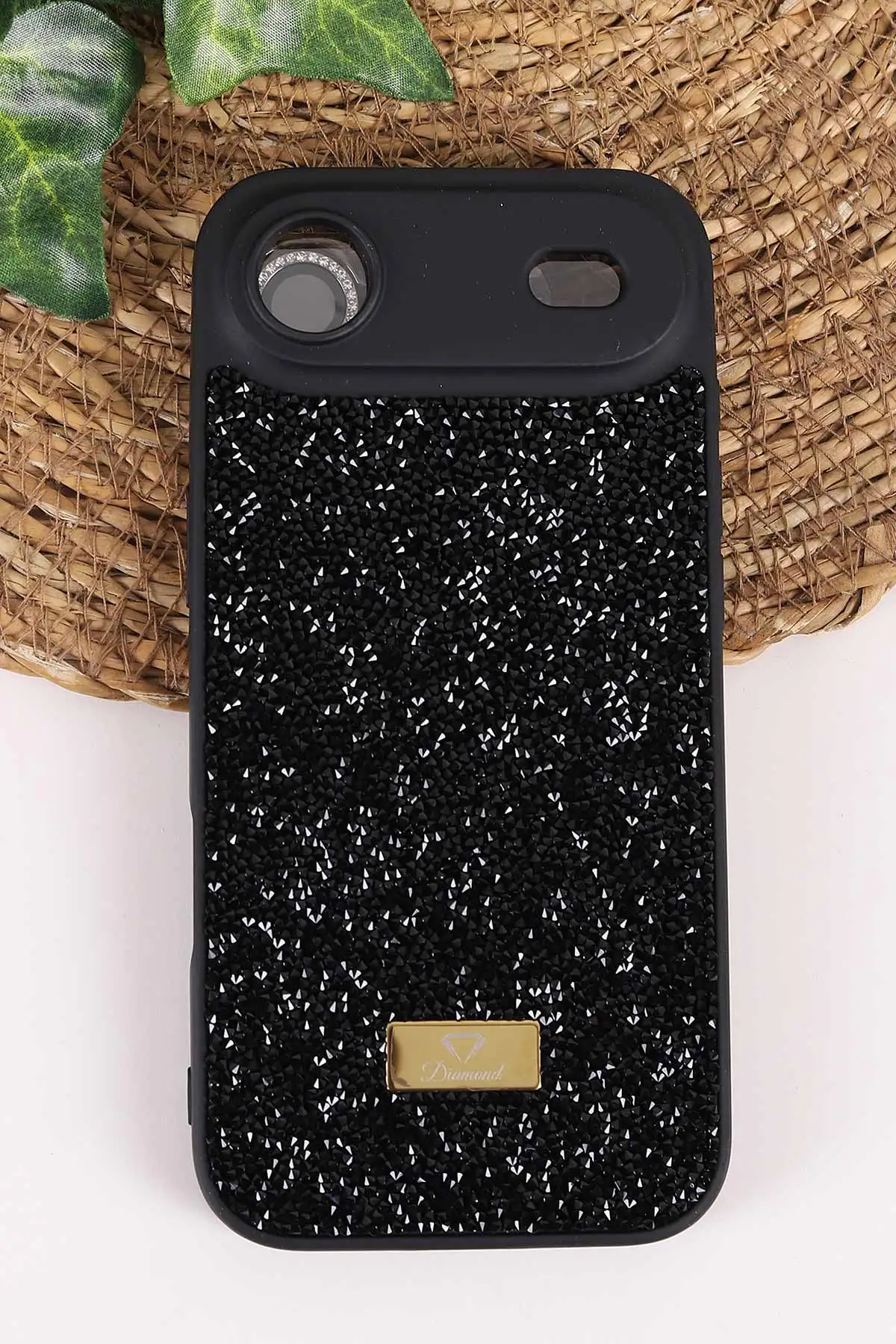 Siyah TeknoCase İPhone 17 Air Uyumlu Ella Diamond Case Serisi Lens Hediyeli Sert Silikon Telefon Kılıfı 457836