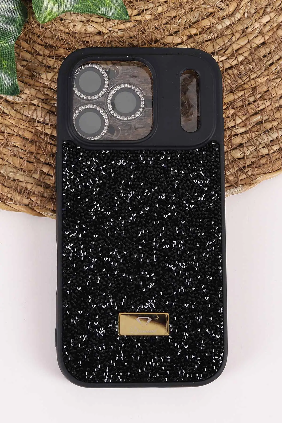 Siyah TeknoCase İPhone 17 Pro Uyumlu Ella Diamond Case Serisi Lens Hediyeli Sert Silikon Telefon Kılıfı 457827