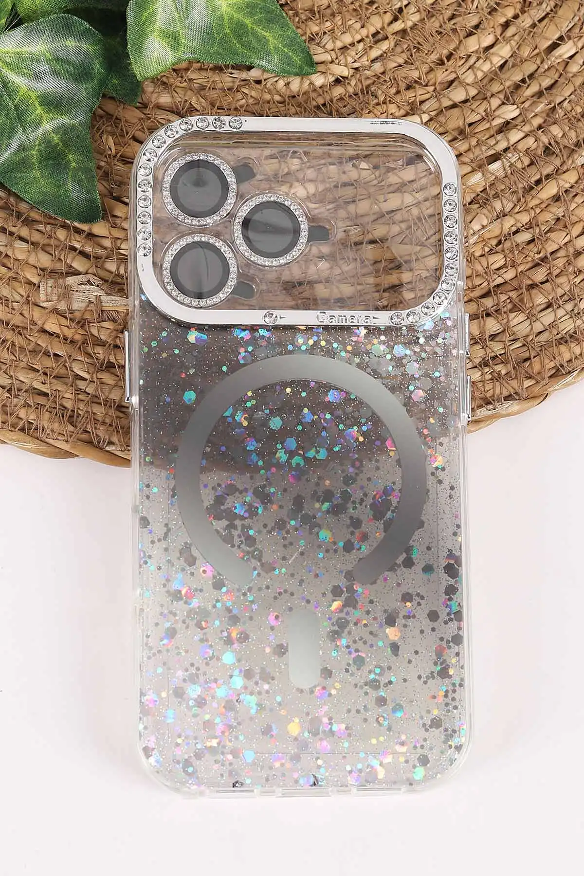 Siyah TeknoCase İPhone 17 Pro Uyumlu Sortie Diamond Case Serisi Sert Silikon Telefon Kılıfı 458010