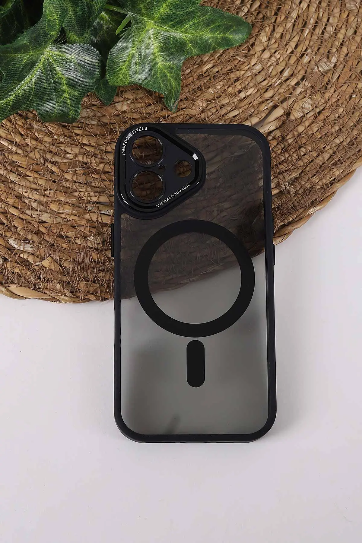 Siyah TeknoCase İPhone 17 Uyumlu Wesley Case Serisi Magsafe Özellikli Transparan Sert Silikon Telefon Kılıfı 430659