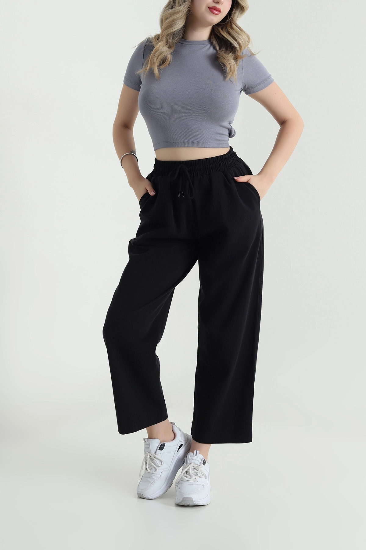 Siyah Tencel Gabardin Kadın Pantolon 478624