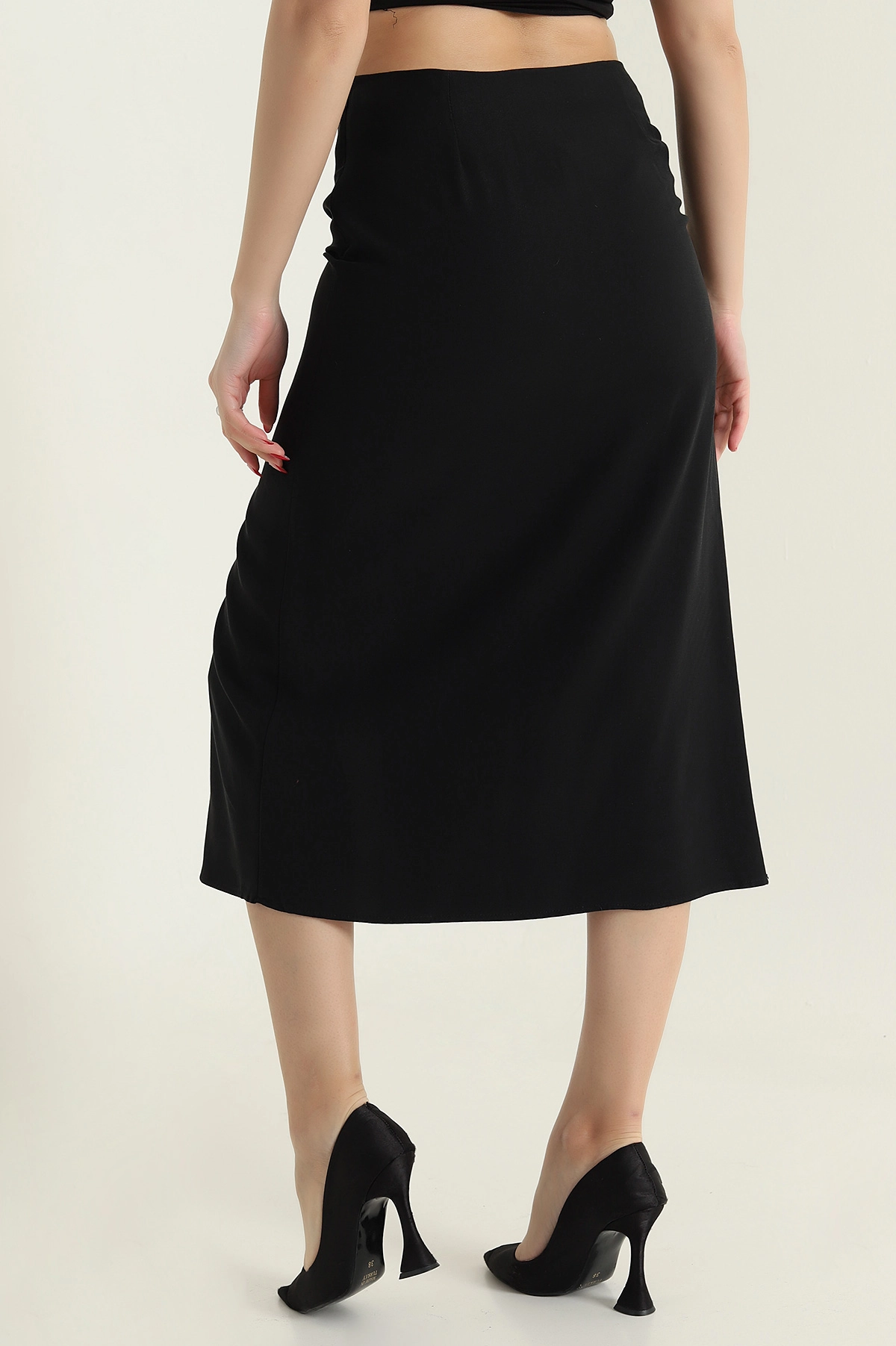 Siyah Tencel Modal Twil Kadın Etek 434018