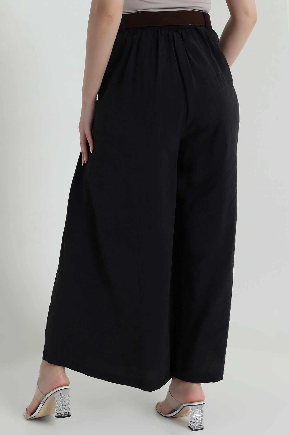 Siyah Tencel Pileli Kadın Pantolon 458261