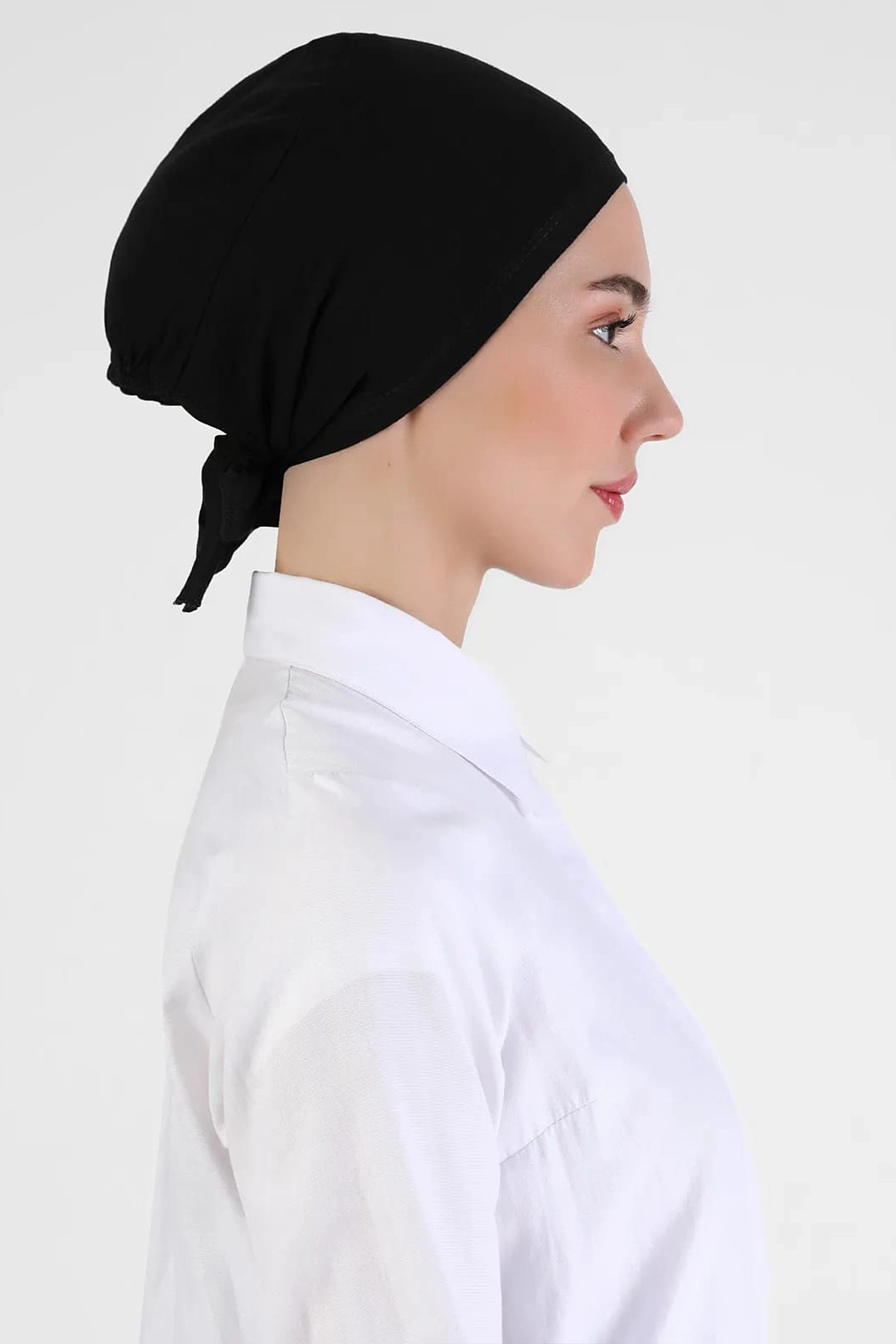 Siyah Tesettür Düz Dikişli Penye Bone 454210