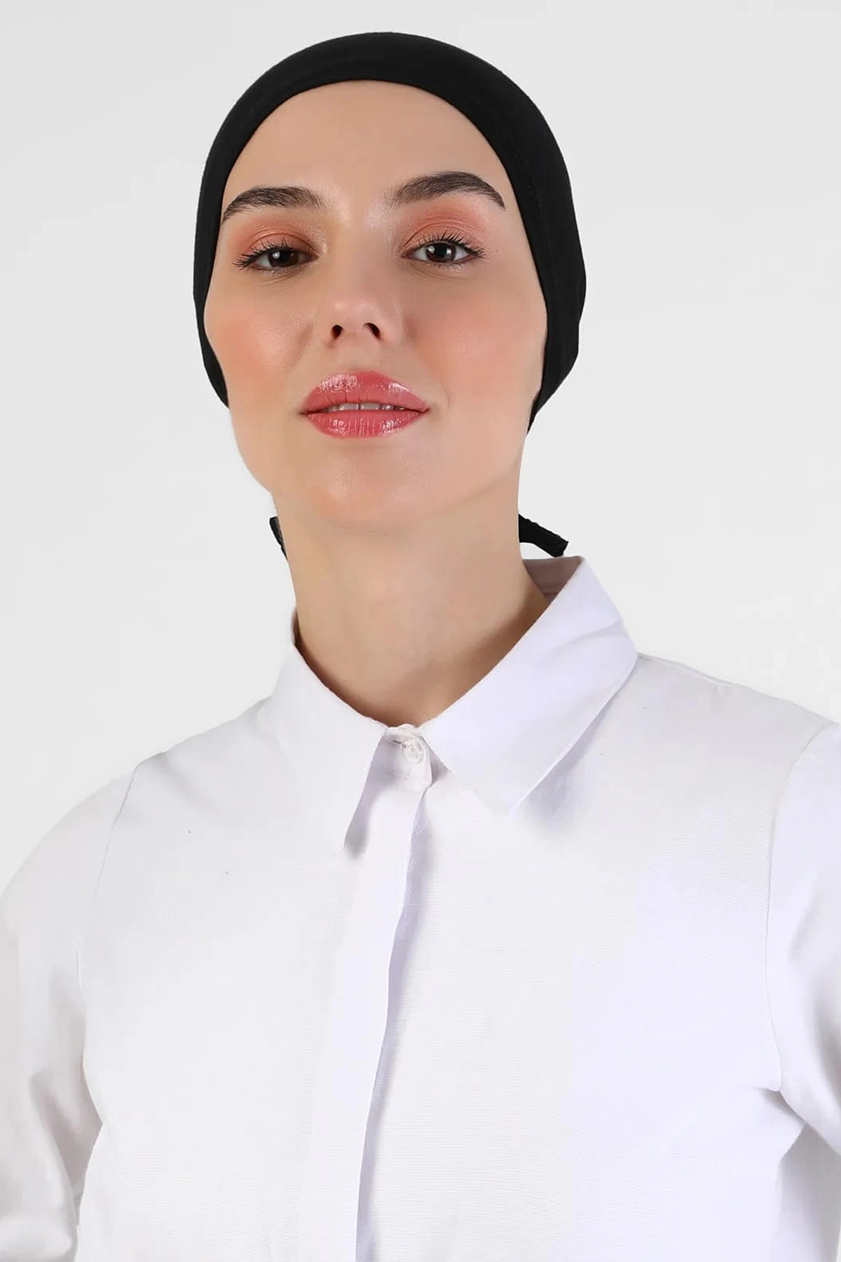 Siyah Tesettür Düz Dikişli Penye Bone 454210