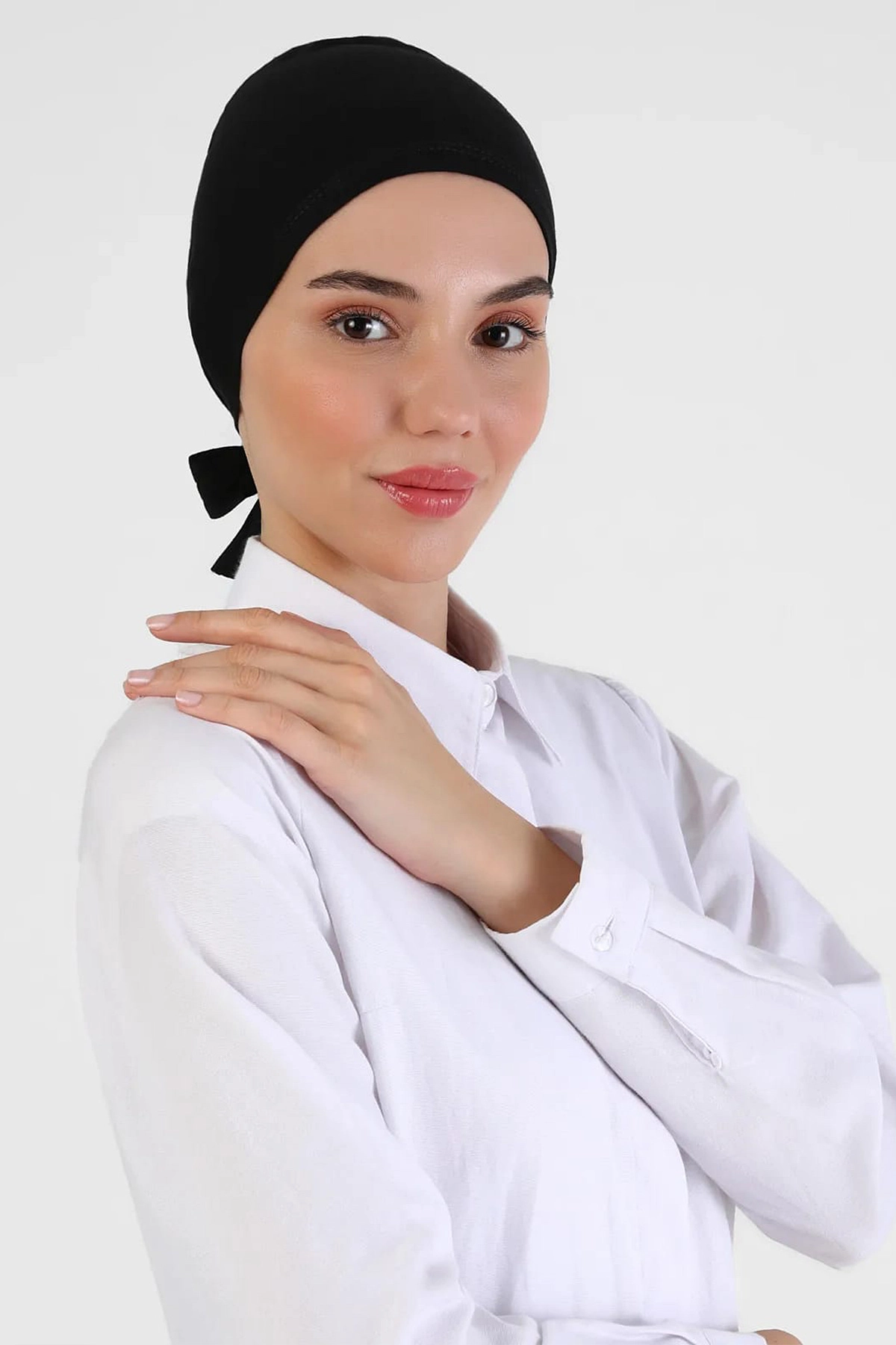Siyah Tesettür Düz Dikişli Penye Bone 454210