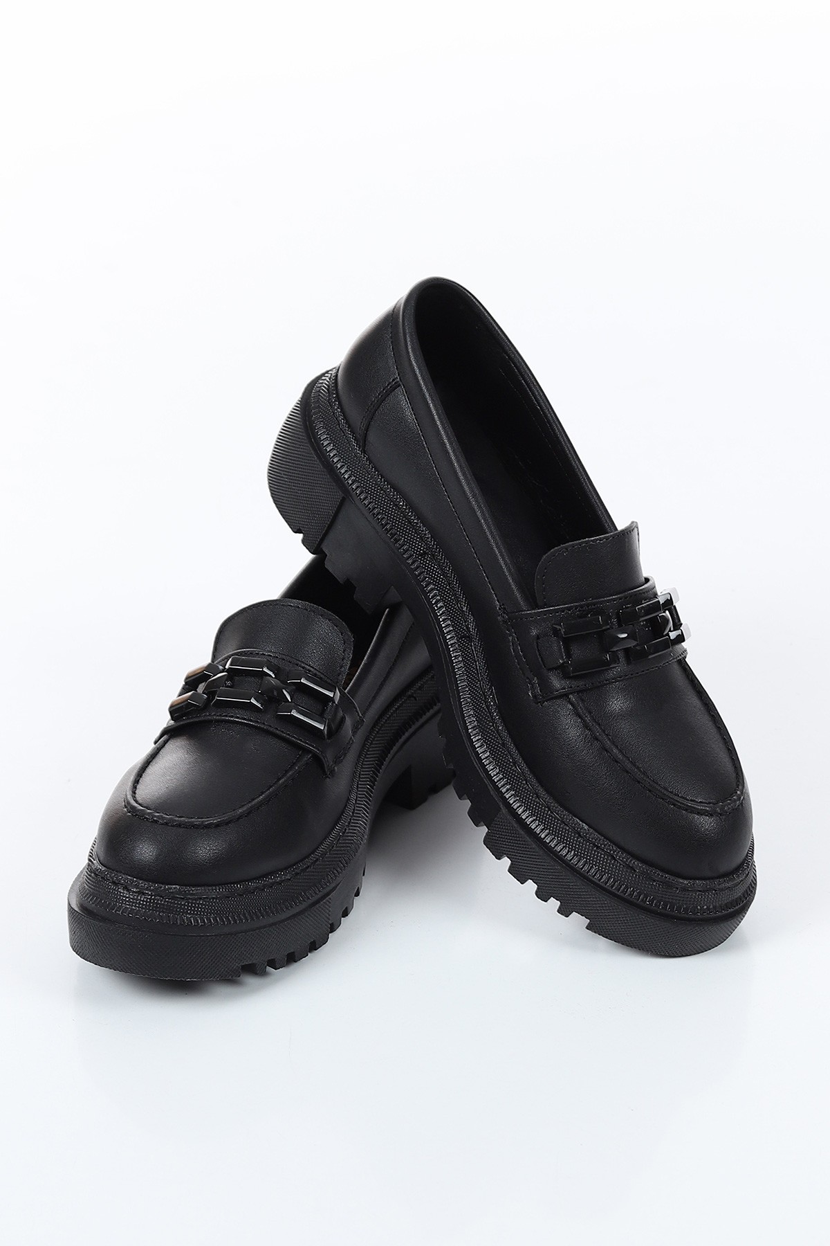 Siyah Tokalı Kalın Taban Loafer Ayakkabı 156790