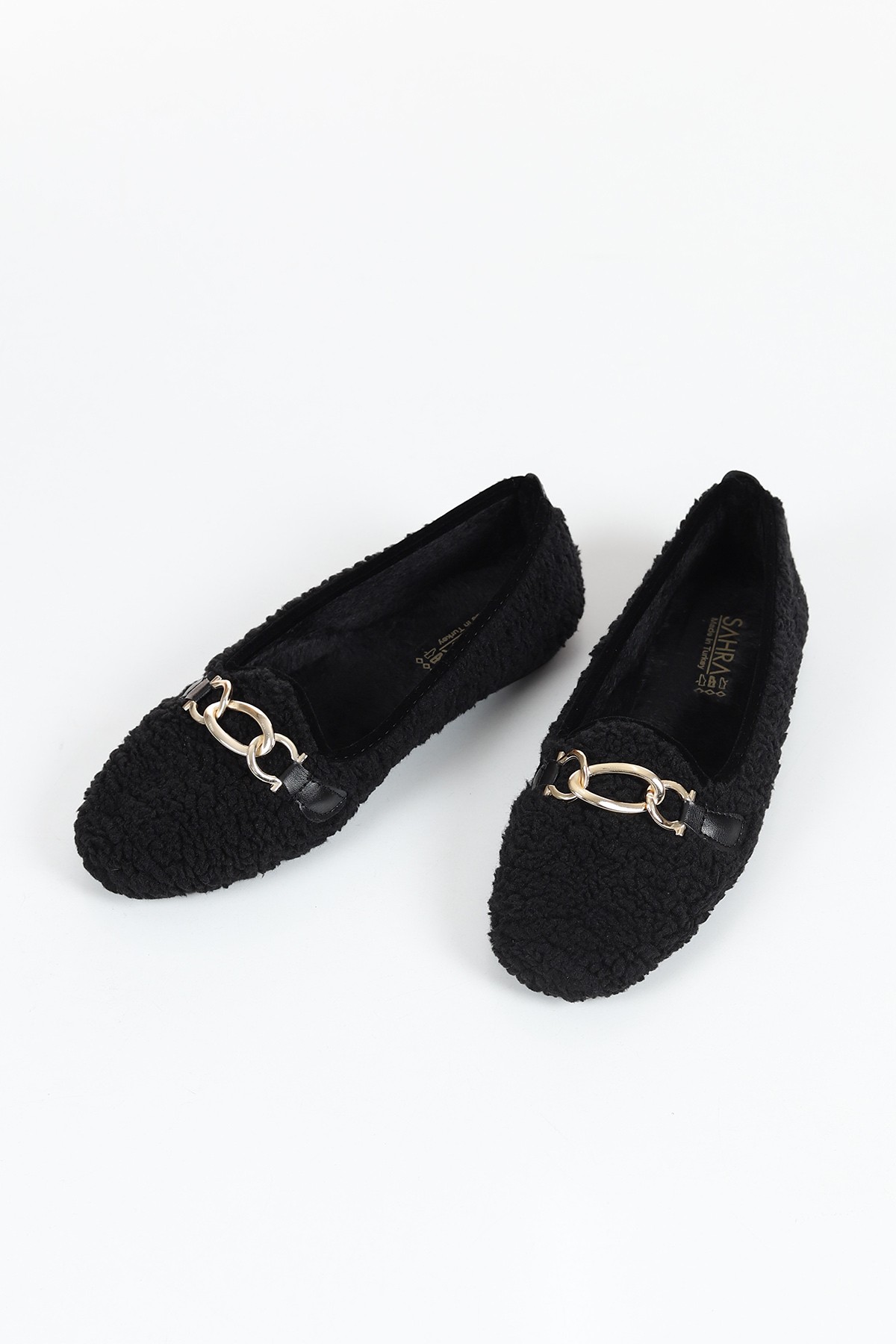 Siyah Tokalı Peluş Babet 132549