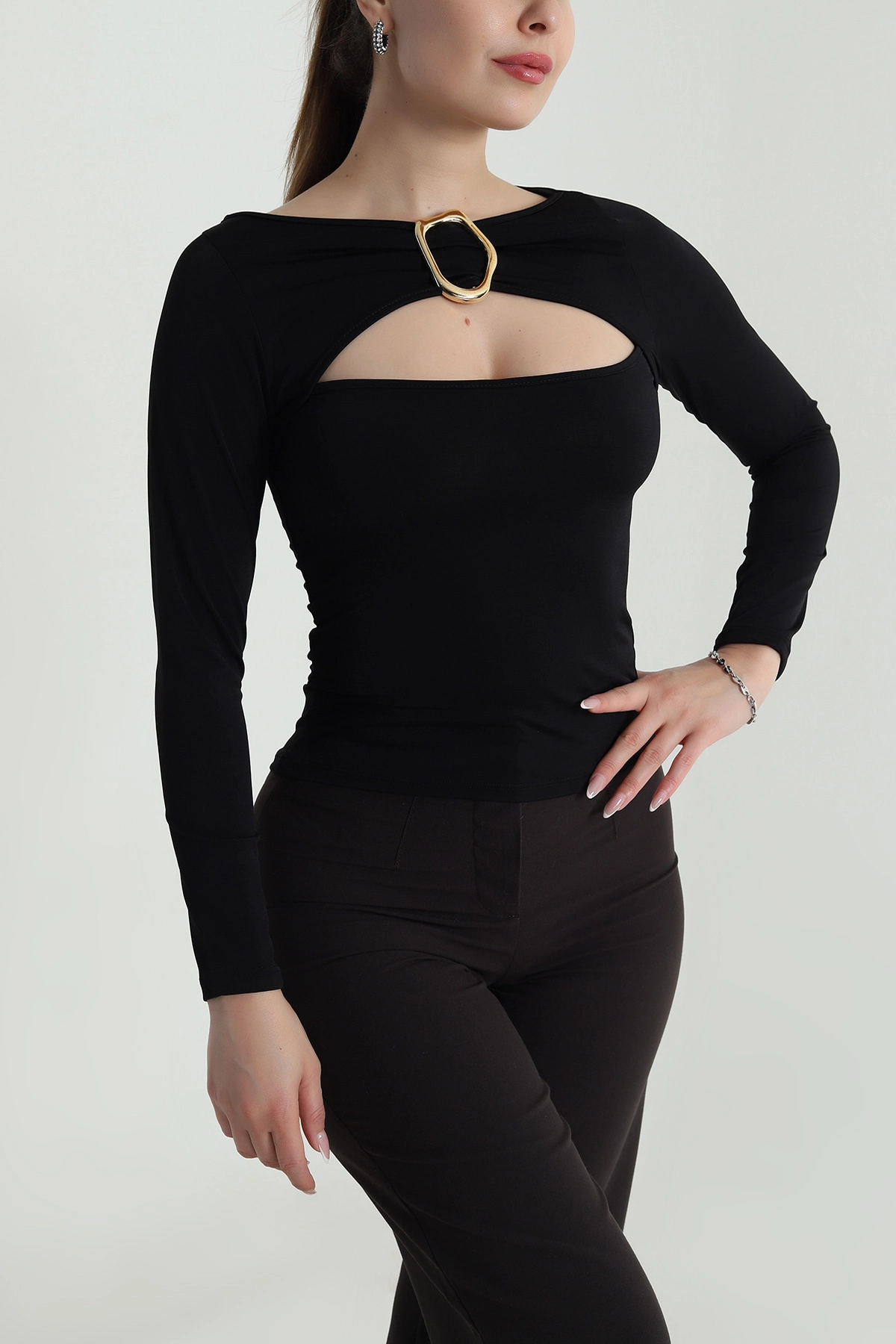 Siyah Tokalı Sandy Kadın Bluz 488844