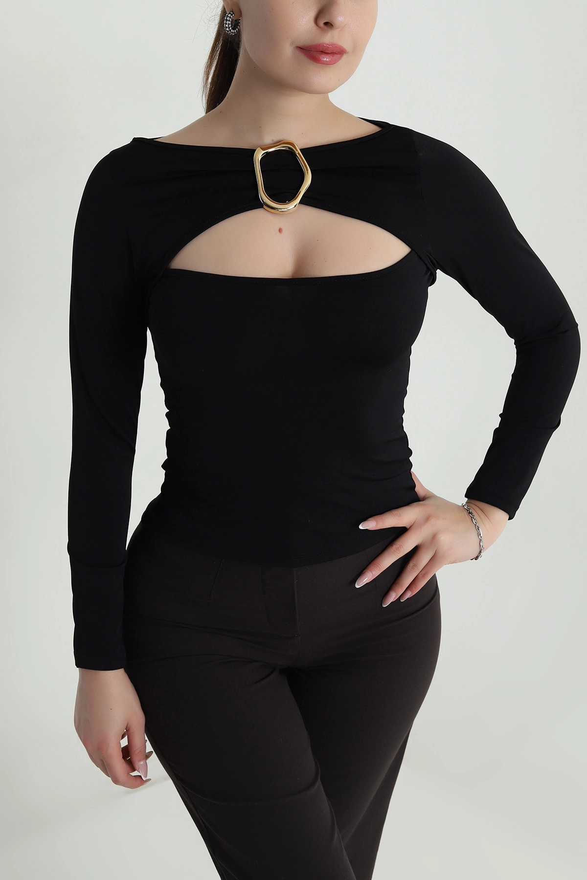 Siyah Tokalı Sandy Kadın Bluz 488844