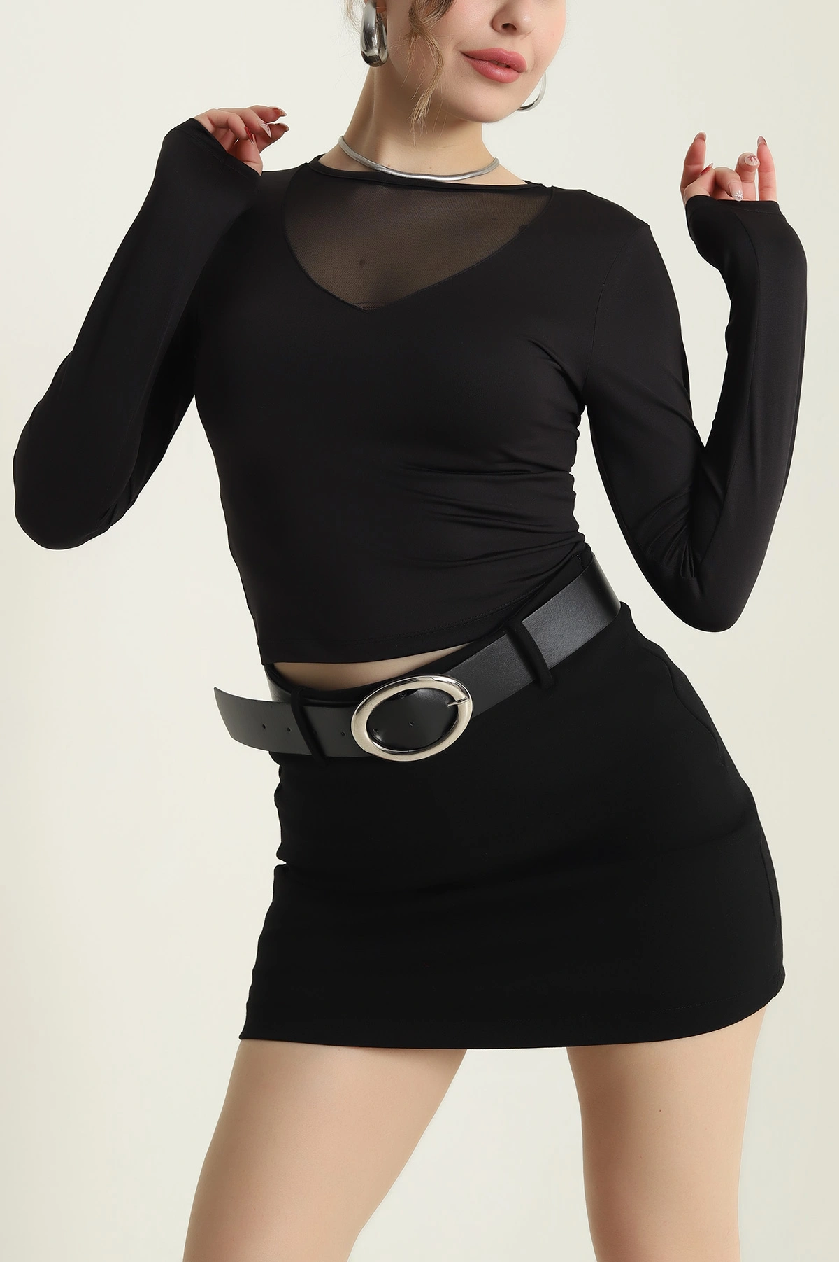 Siyah Tül Detay Sandy Kadın Bluz 429324