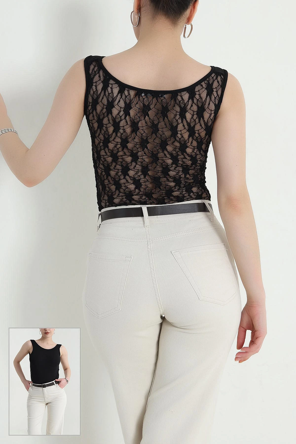 Siyah Tül Detay Sandy Kadın Zıbın Bluz 463113