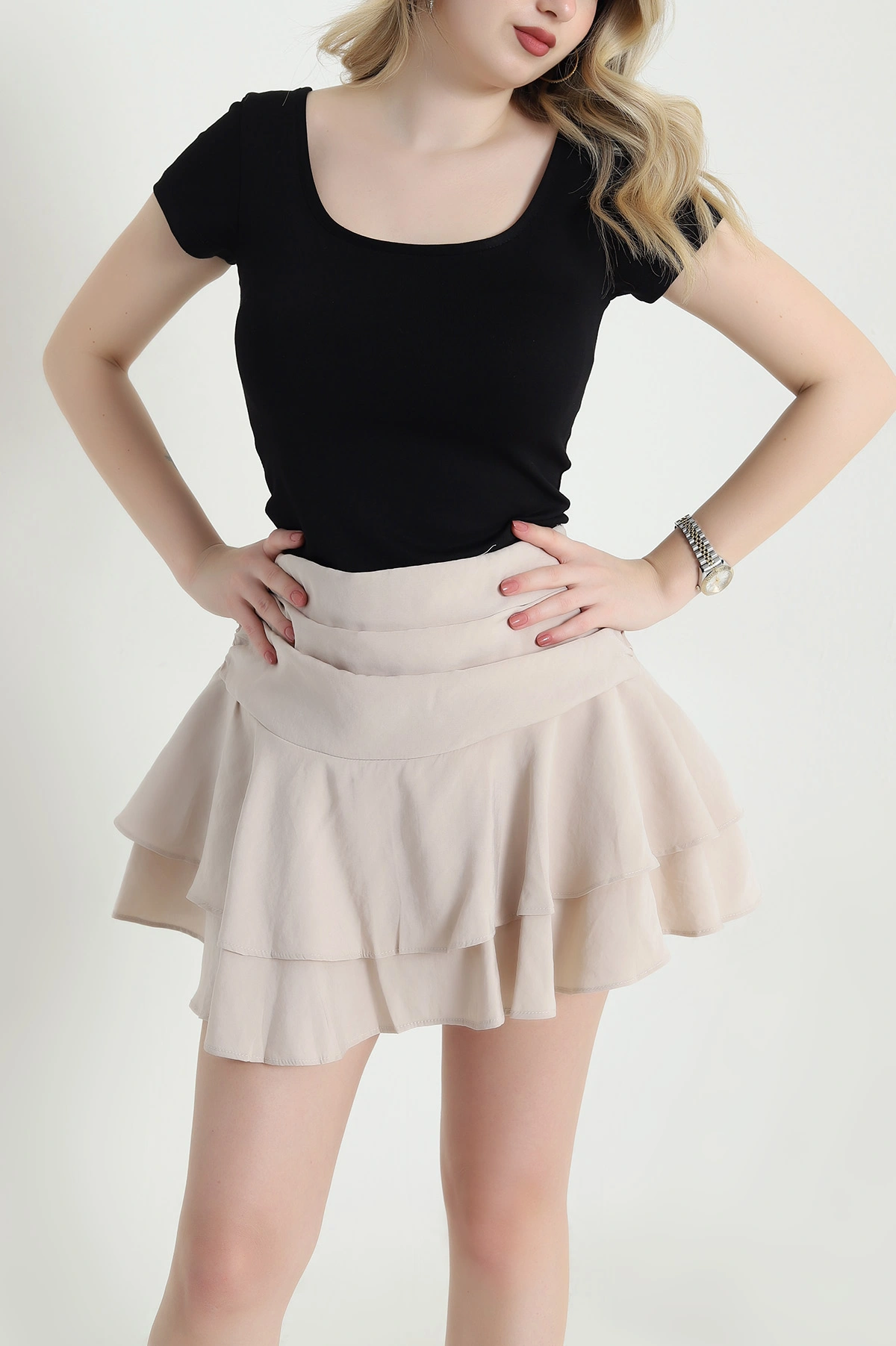 Siyah U Yaka Buzzy Kadın Bluz 456267