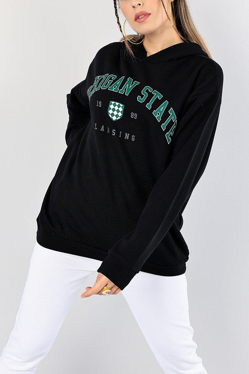 Siyah Üç İp Bayan Sweat 82873