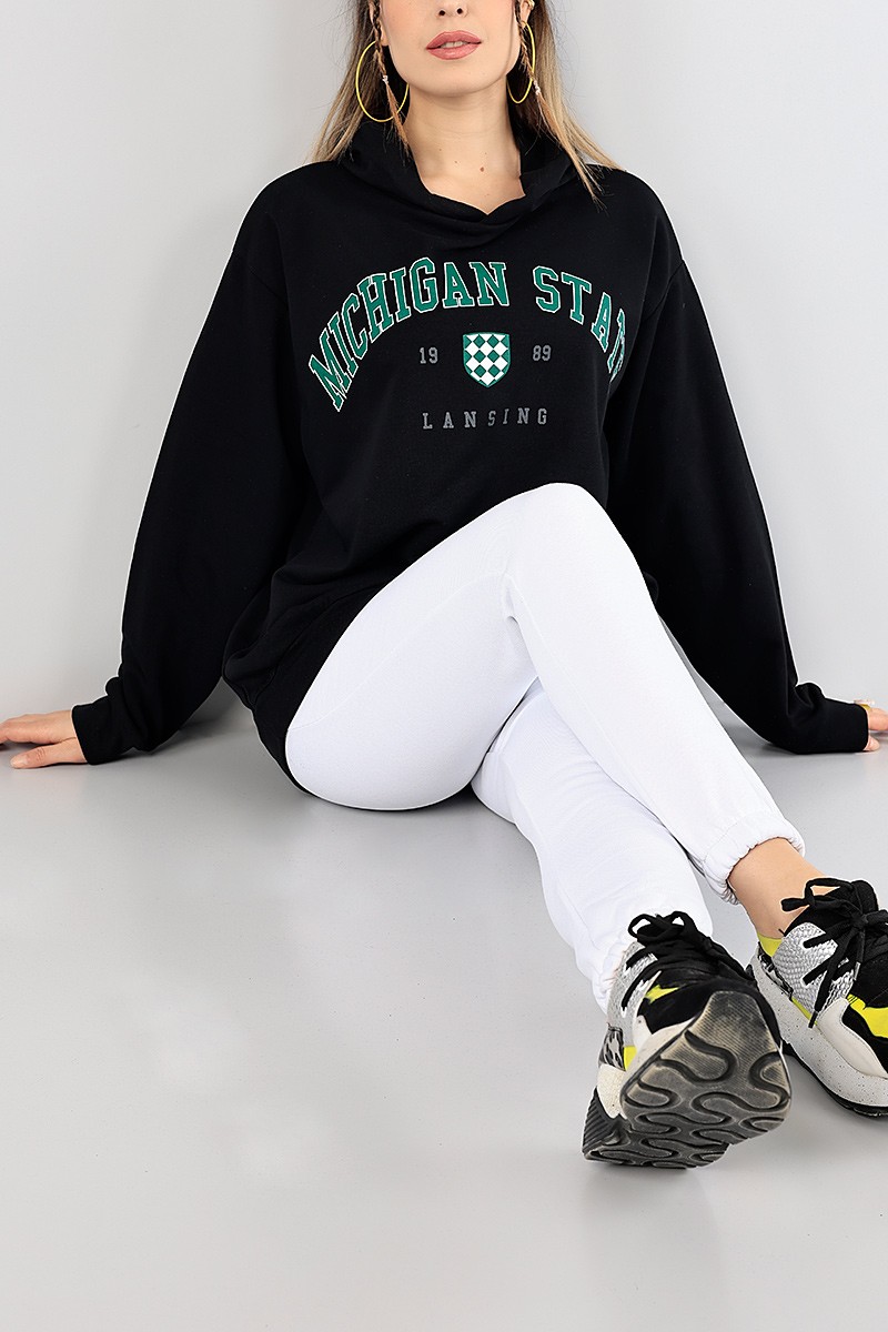 Siyah Üç İp Bayan Sweat 82873