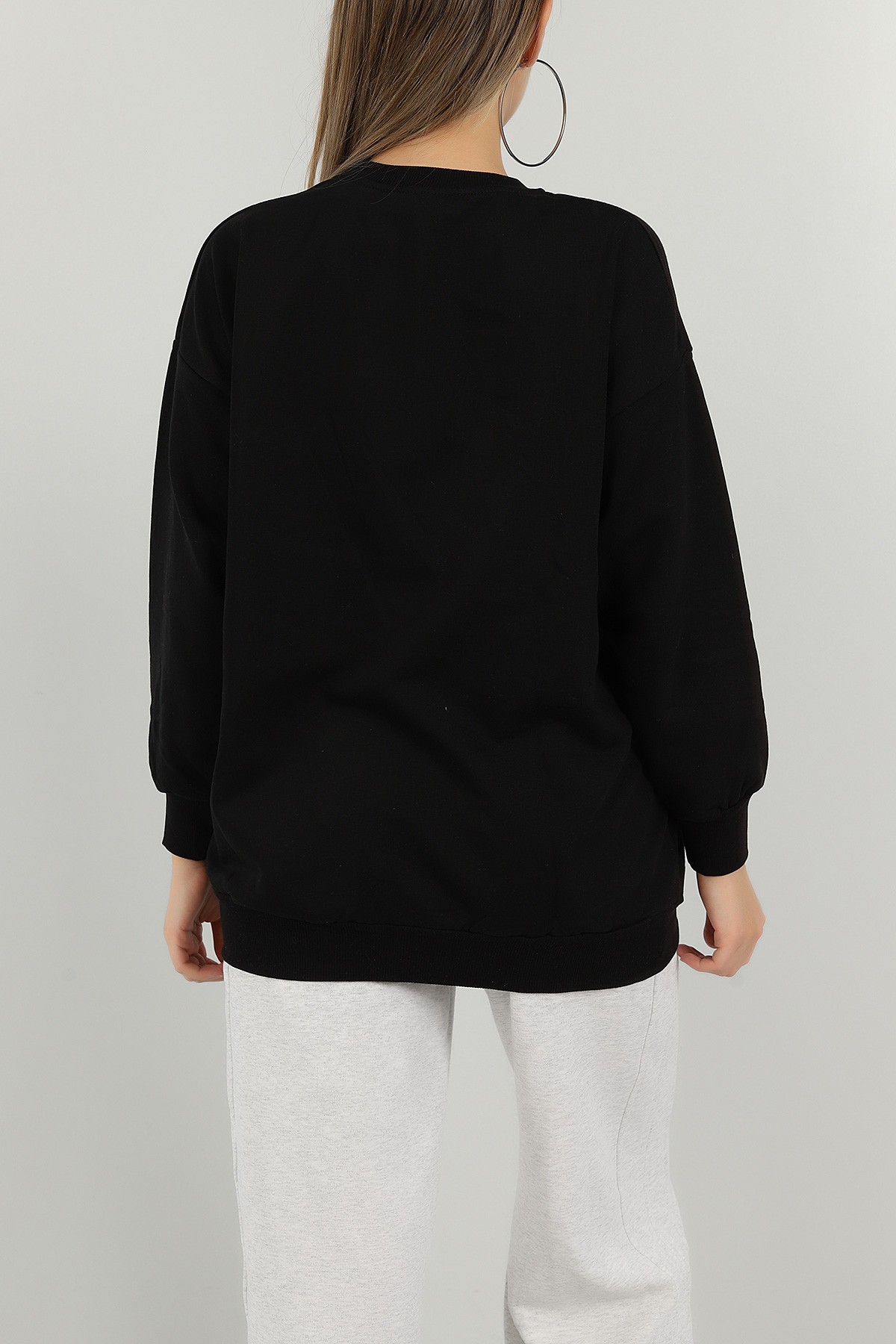 Siyah Üç İp Bayan Sweat T- 145075