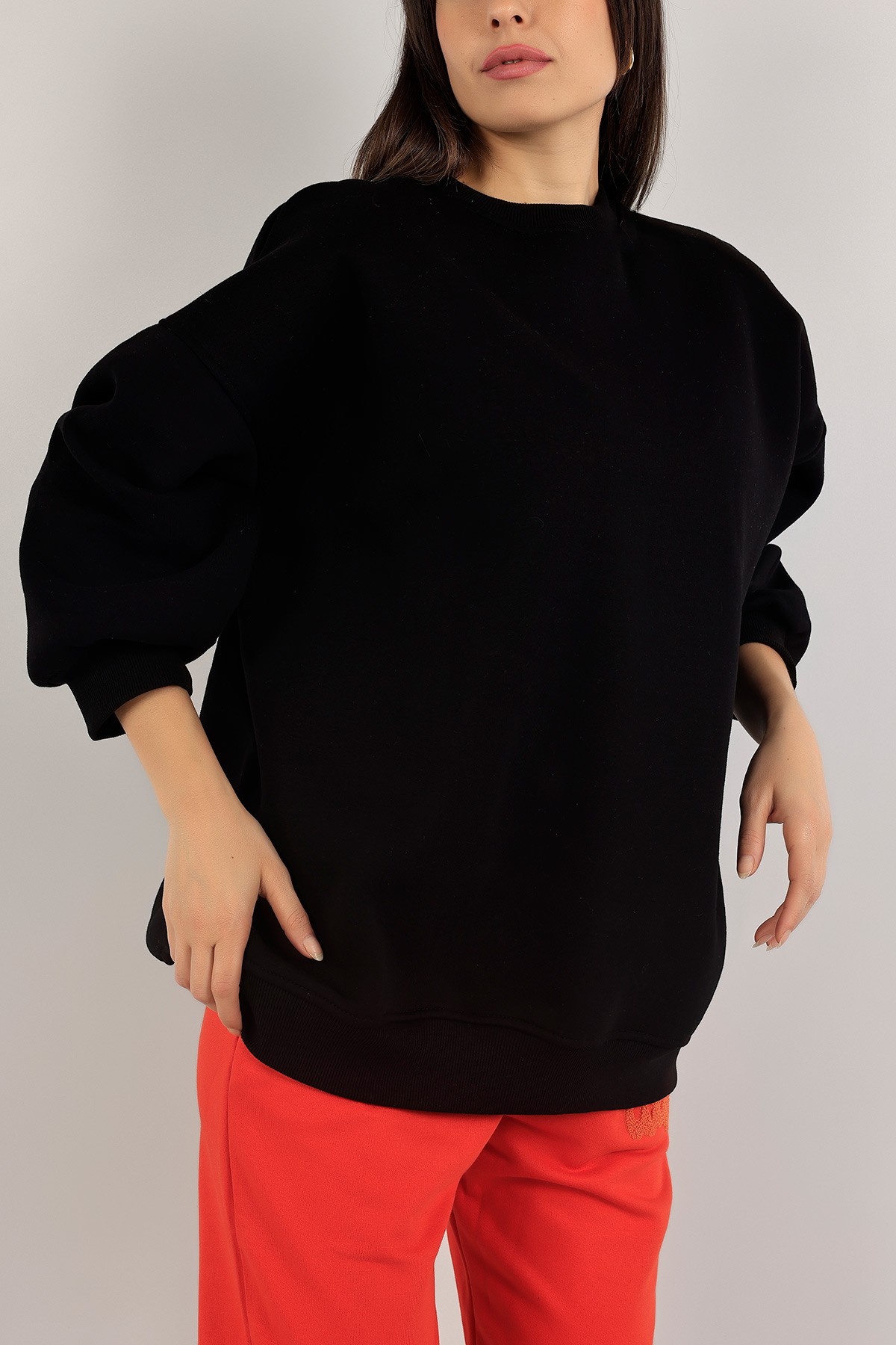 Siyah Üç İp İçi Şardonlu Sweat Tunik 138557