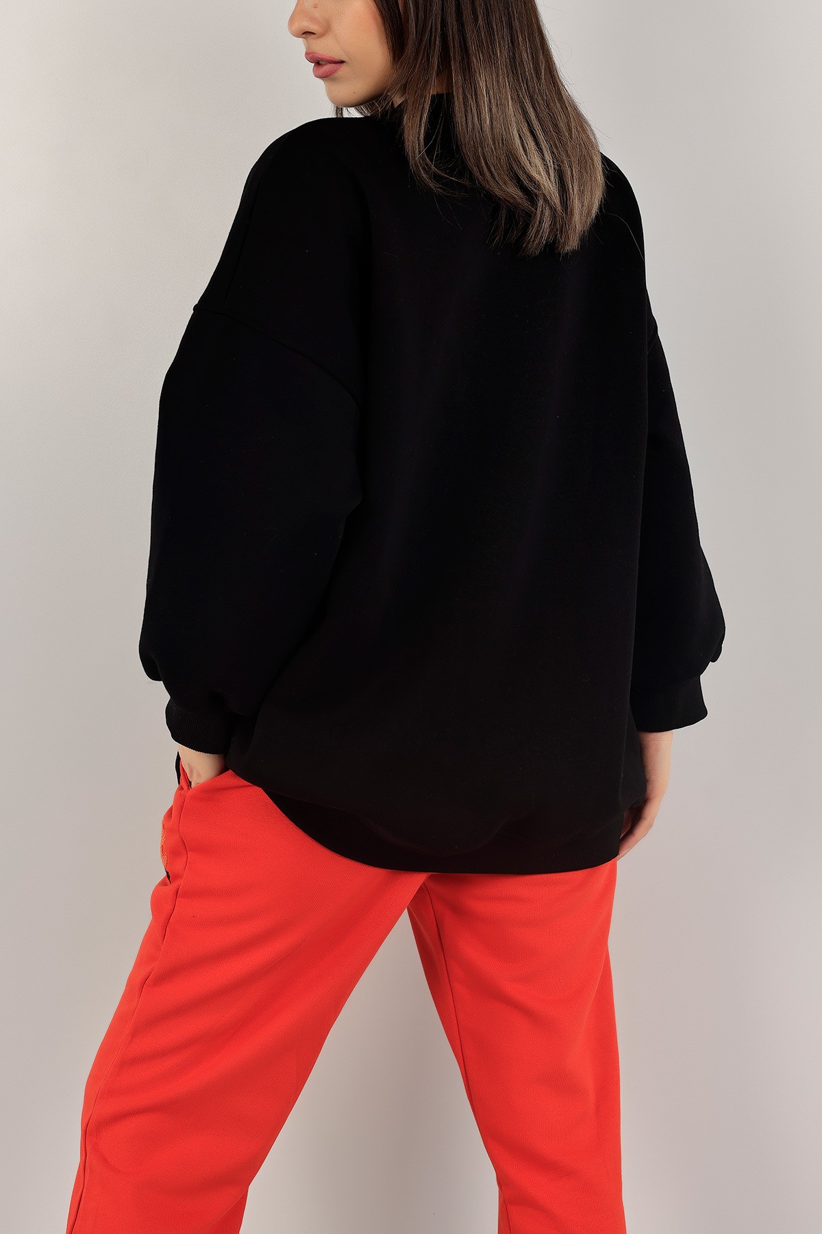 Siyah Üç İp İçi Şardonlu Sweat Tunik 138557
