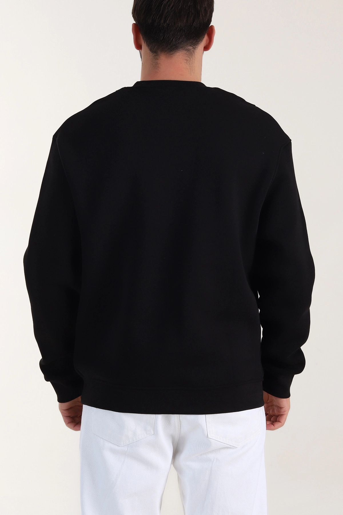 Siyah Üç İp Şardonlu Bisiklet Yaka Erkek Sweatshirt 410902