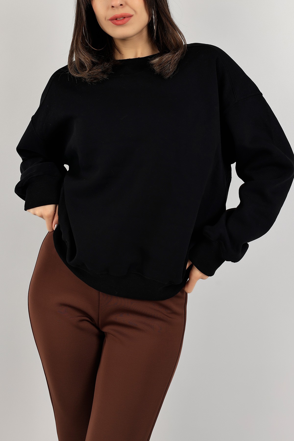 Siyah Üç İplik Şardonlu Sweat 141586