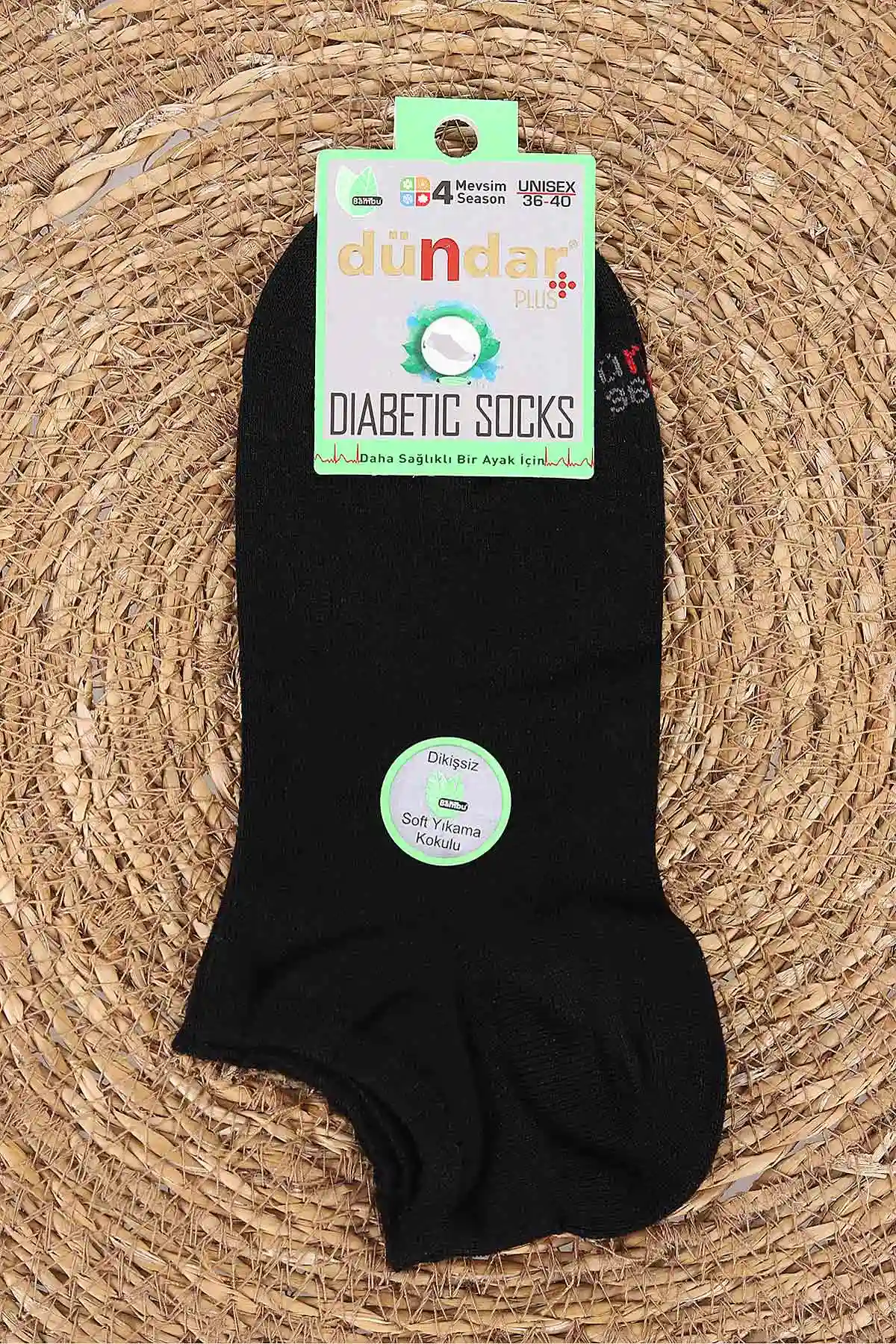Siyah Unisex Dört Mevsim Bambu Patik Çorap (36-40) 477105