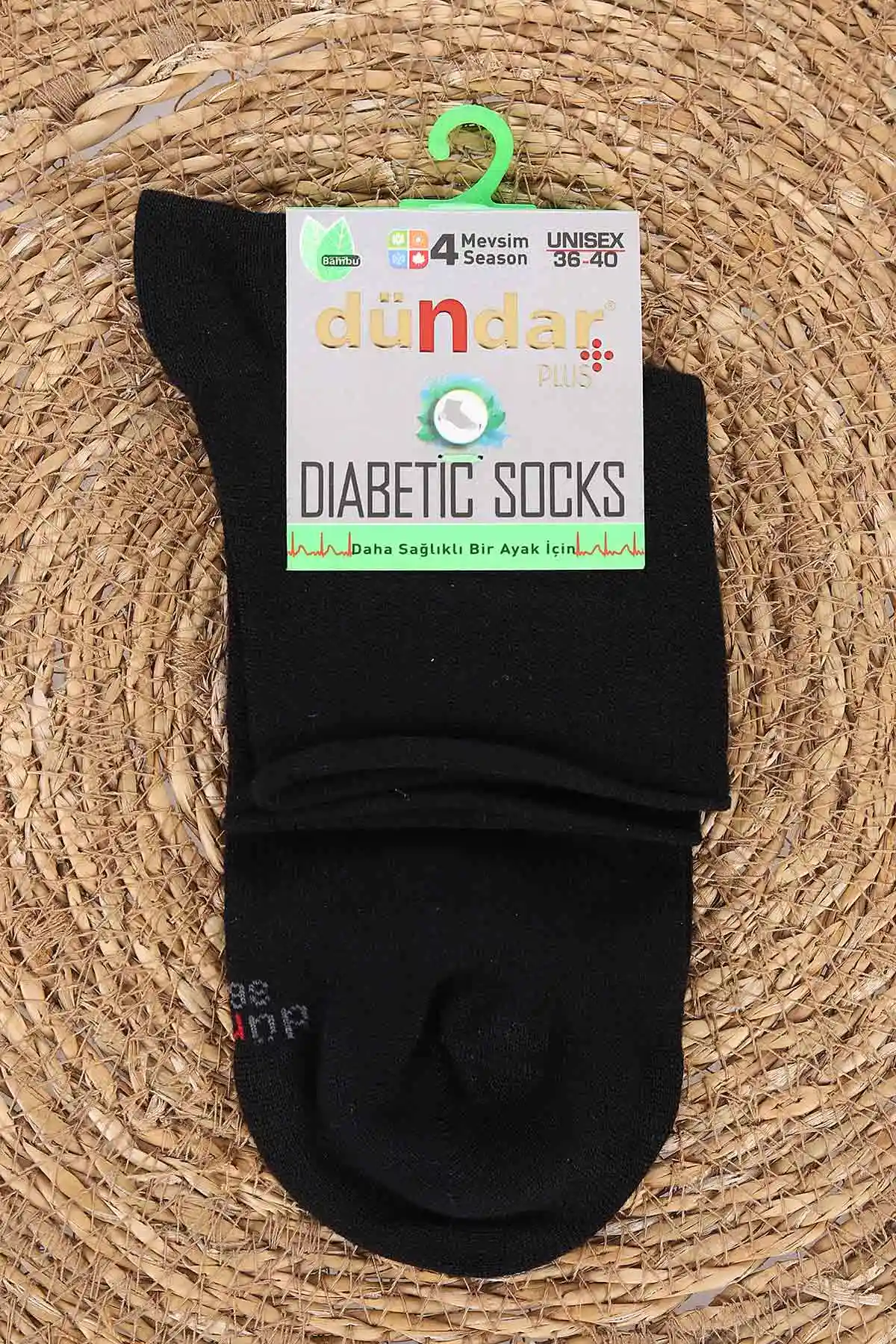 Siyah Unisex Dört Mevsim Diyabetik Bambu Konç Çorap (36-40) 476992