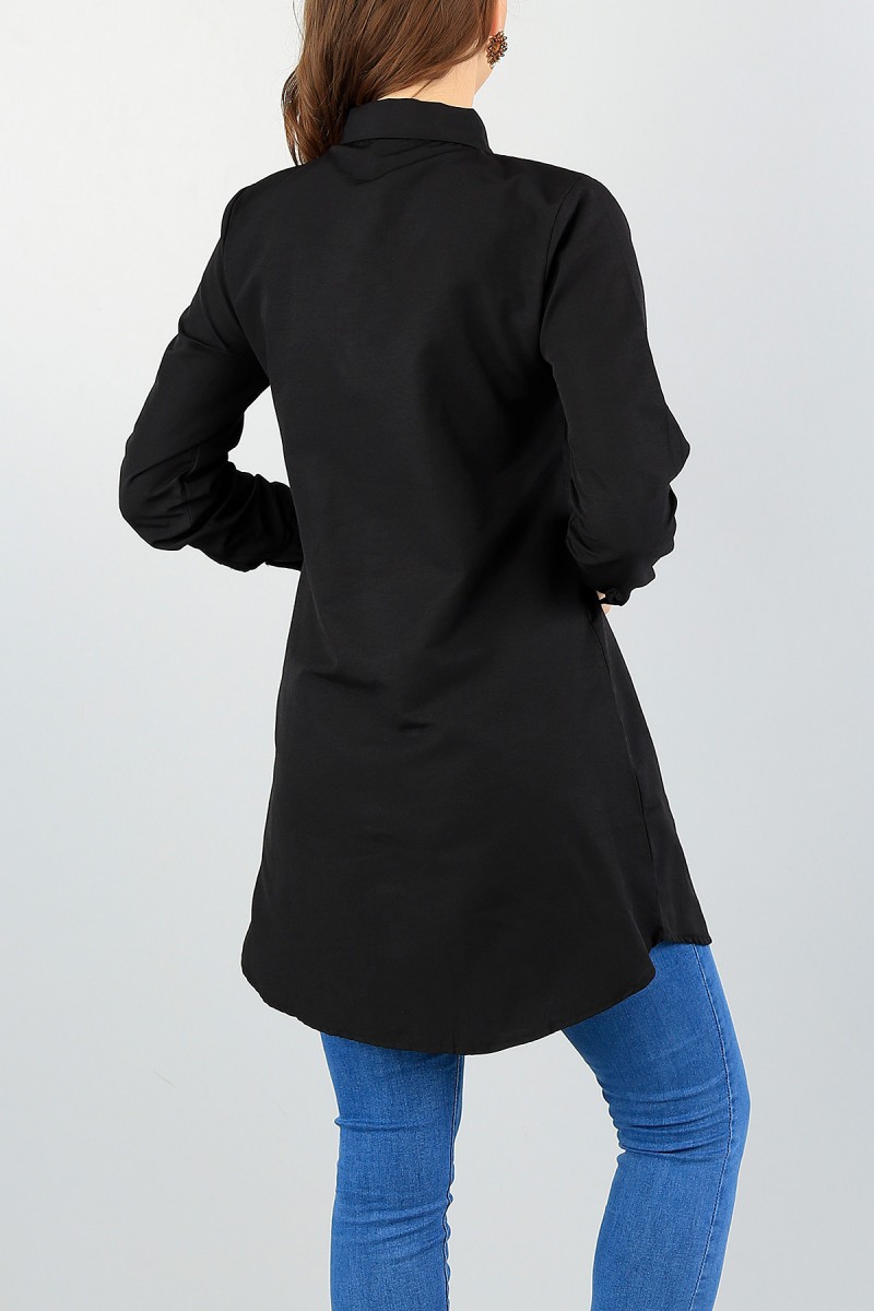 Siyah Uzun Bayan Gömlek Tunik 58631