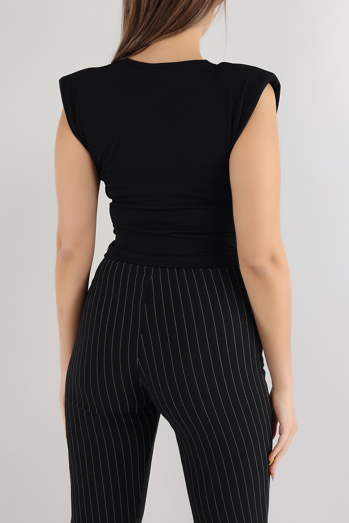 Siyah Vatkalı Crop Bluz 167807