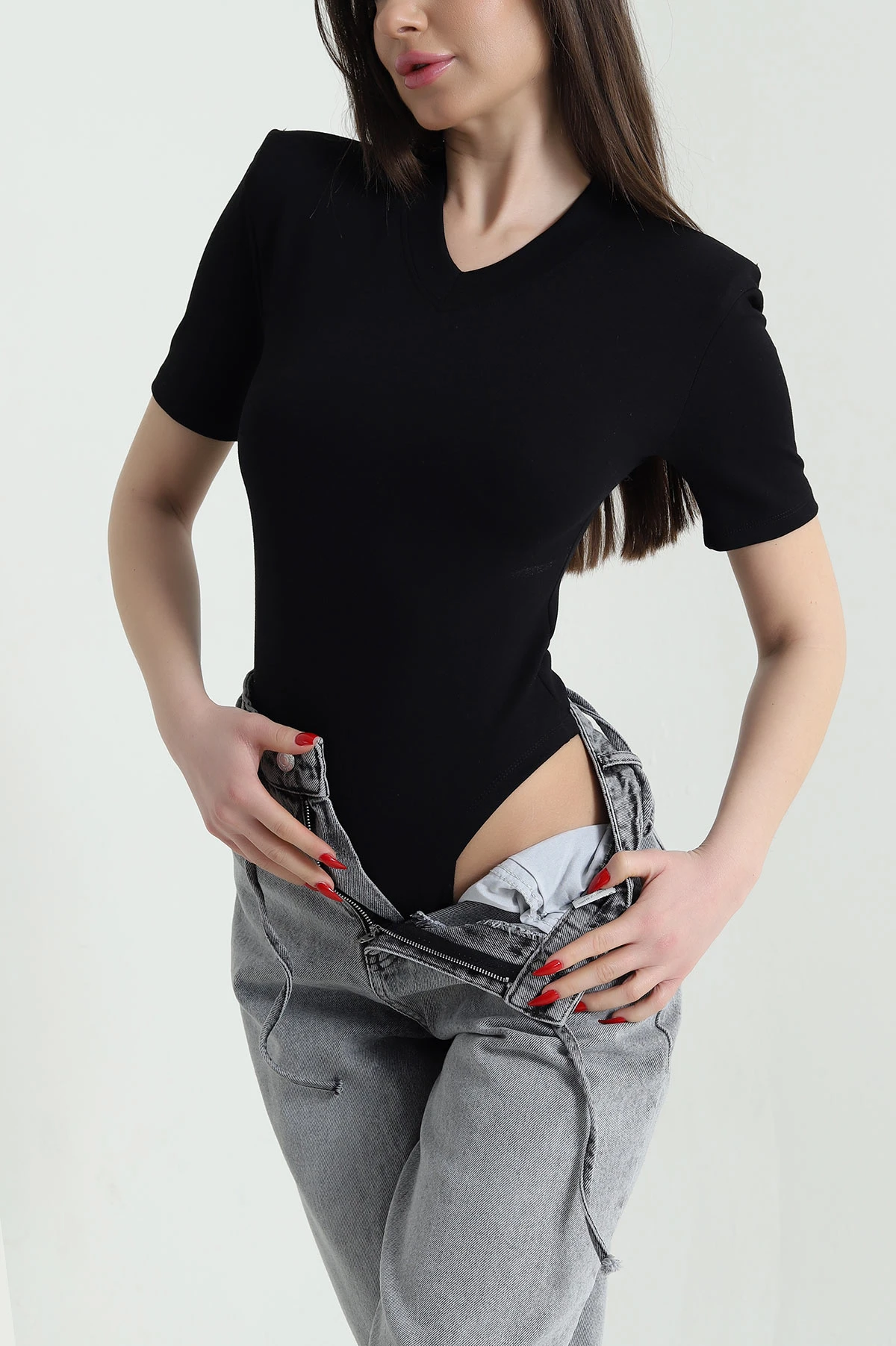 Siyah Vatkalı Oysho Kadın Zıbın Bluz 439831