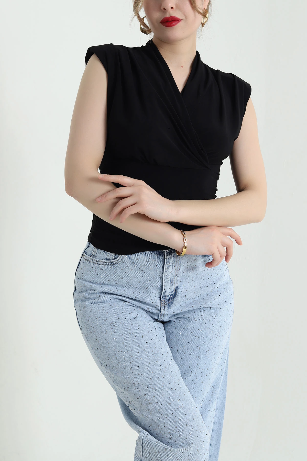 Siyah Vatkalı Sandy Kadın Bluz 441593