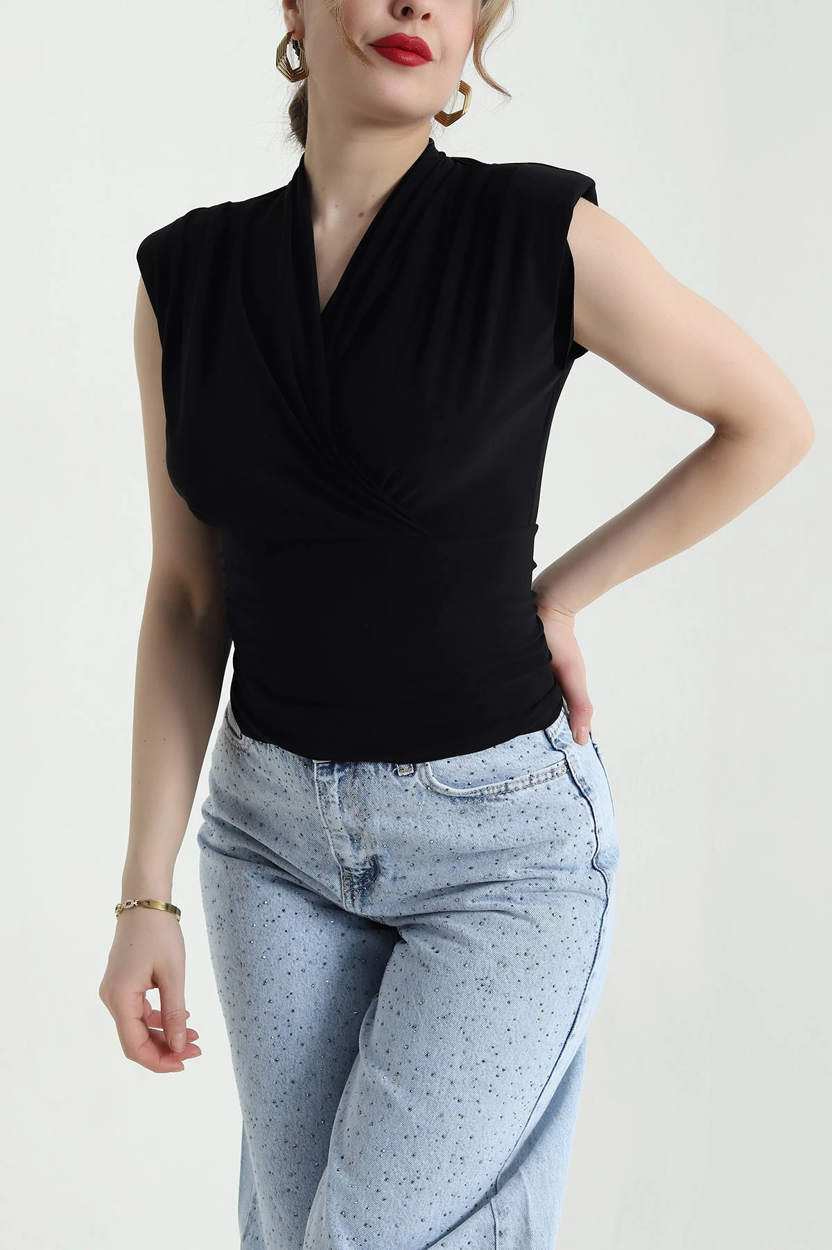 Siyah Vatkalı Sandy Kadın Bluz 441593