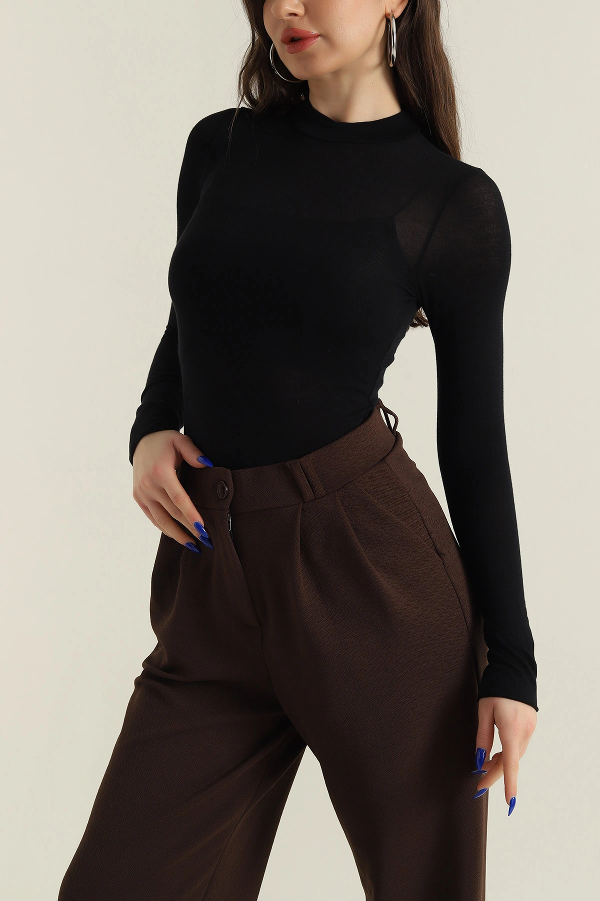 Siyah Viskon Likralı Kadın Bluz 426525