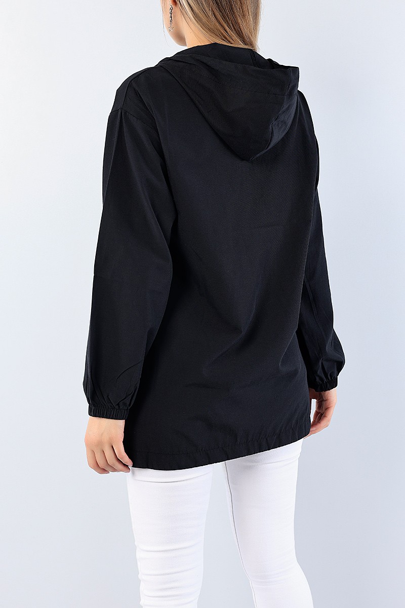 Siyah Yan Çıtçıtlı Fermuarlı Tunik 75111