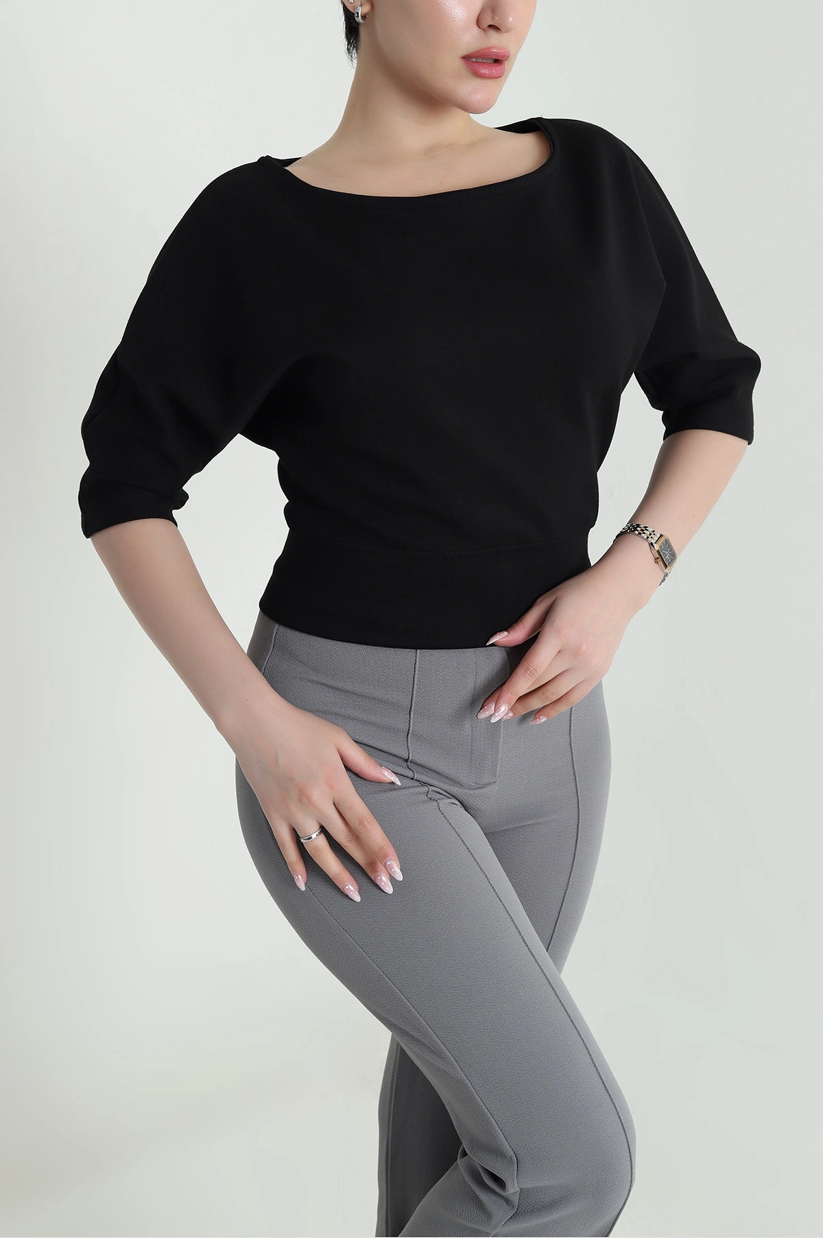 Siyah Yarasa Kol Kadın Bluz 461493