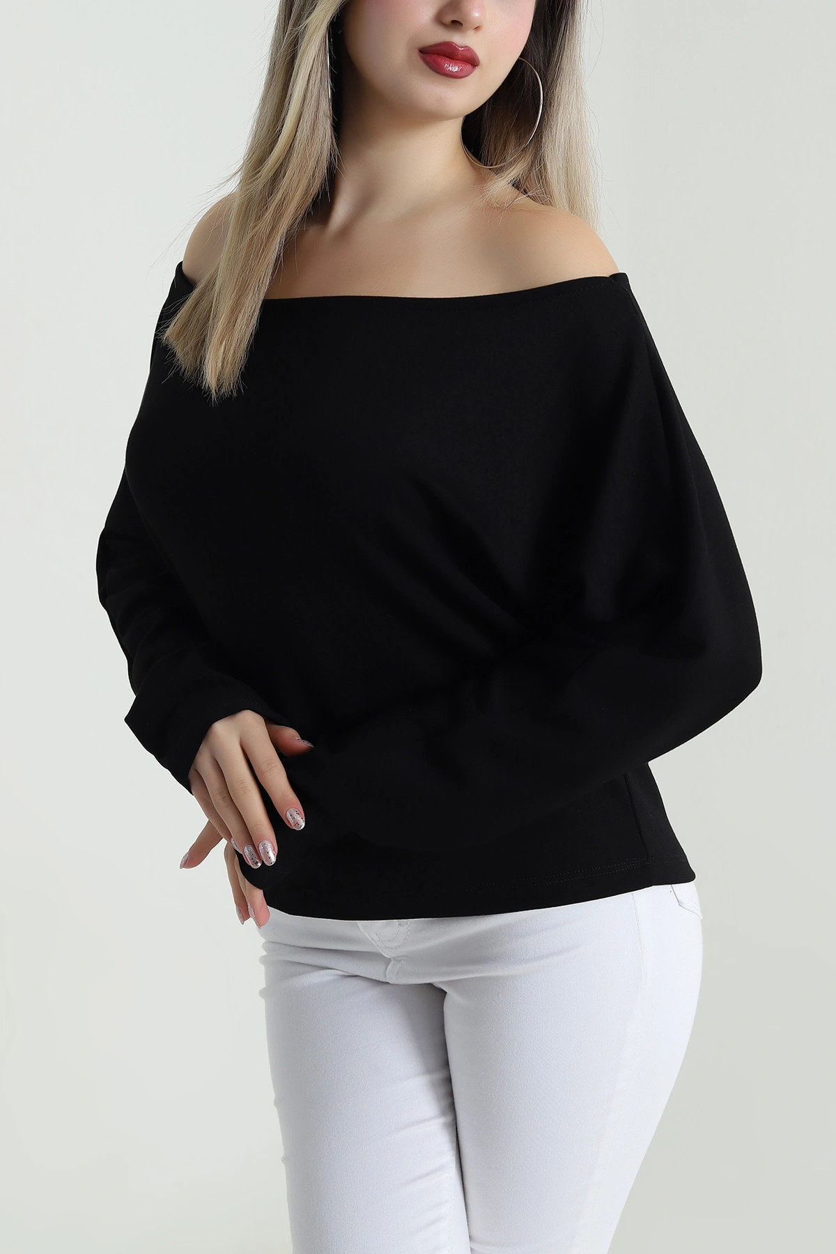 Siyah Yarasa Kol Salaş Kadın Bluz 489386