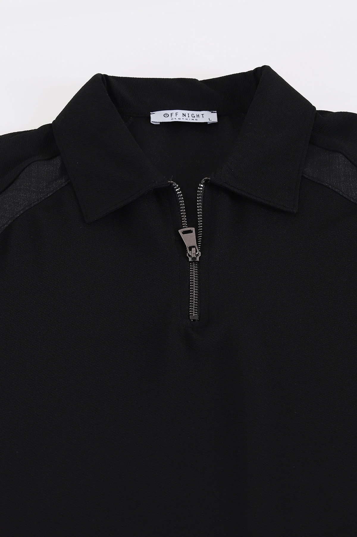 Siyah Yarım Fermuarlı Polo Yaka Erkek Sweatshirt 397124