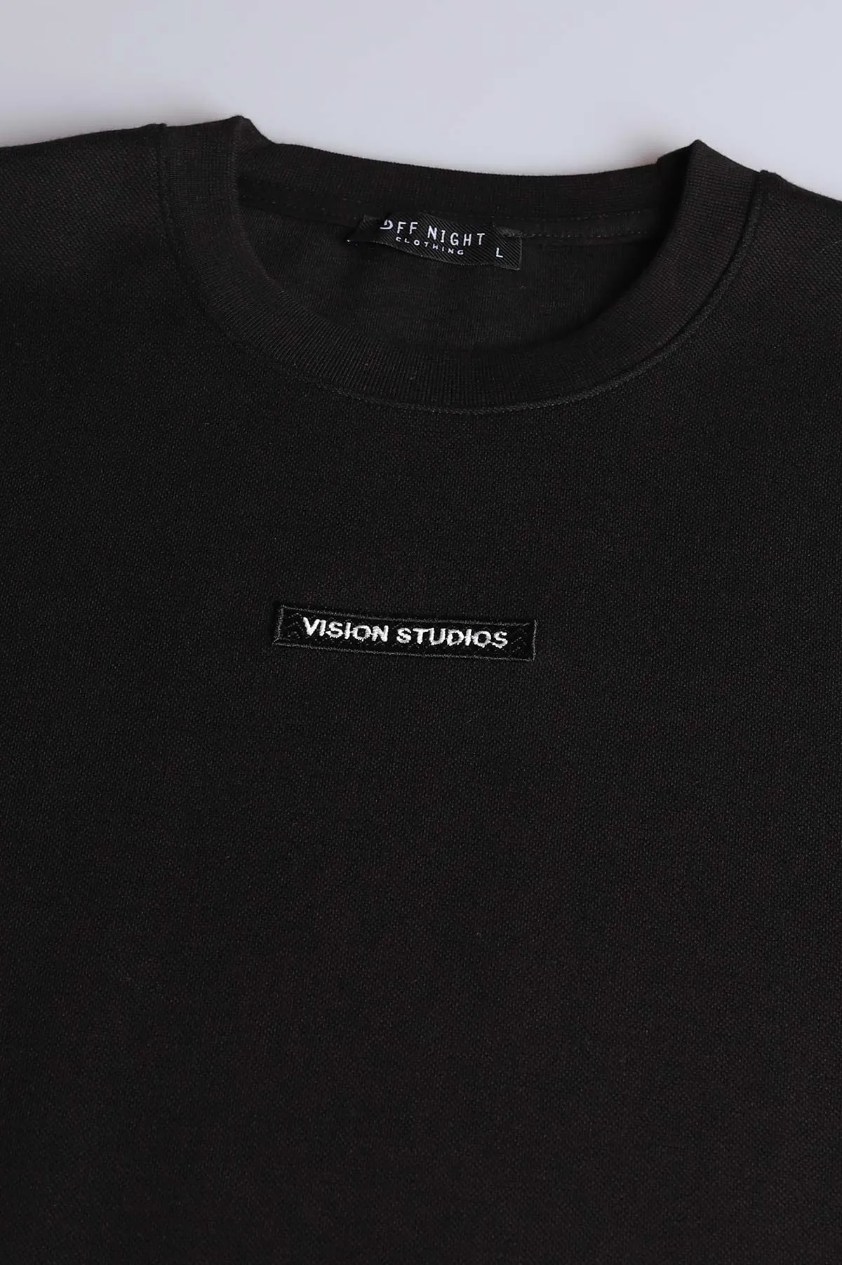 Siyah Yazı Detaylı Bisiklet Yaka Erkek Sweatshirt 396908