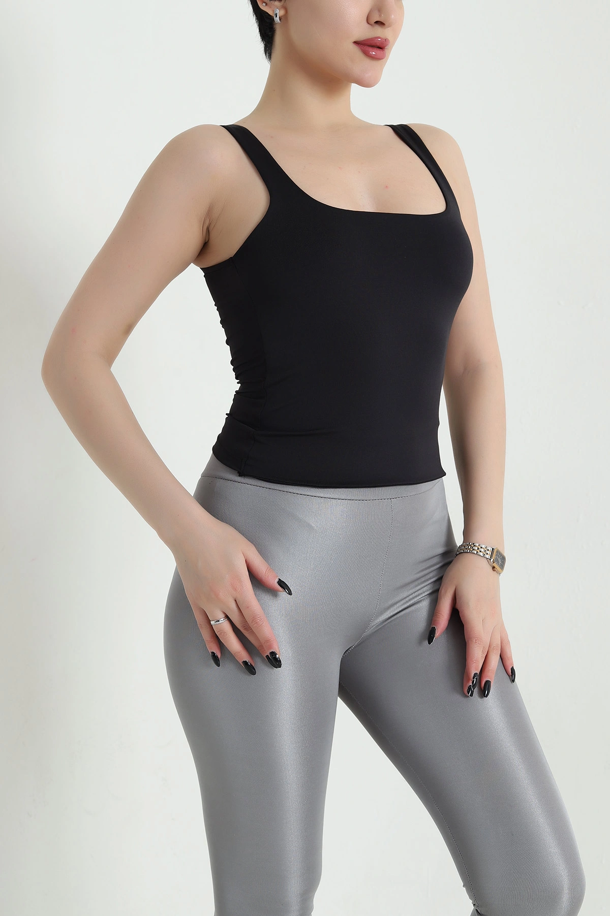 Siyah Yazlık Scuba Kadın Bluz 454667