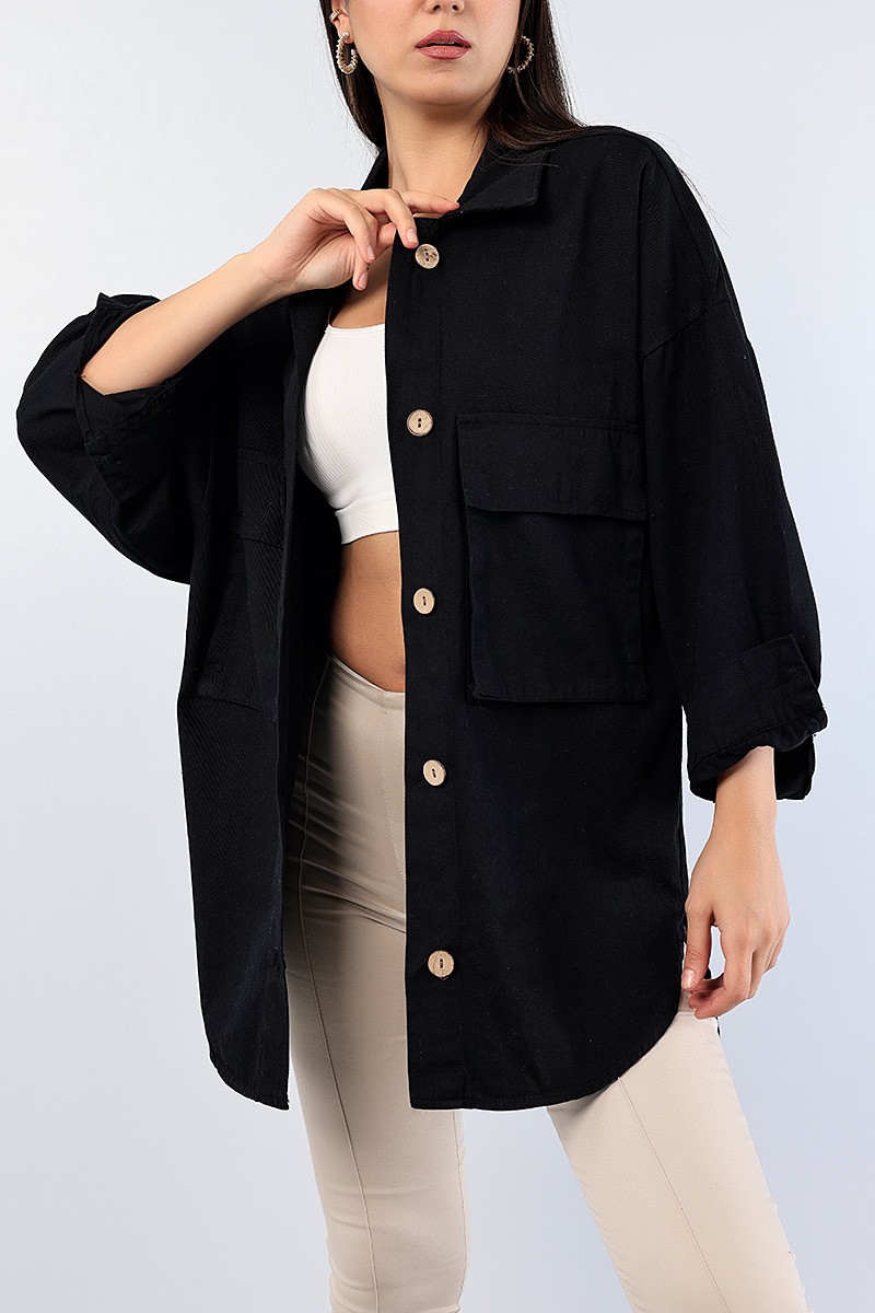 Siyah Yeni Sezon Bayan Gabardin Tasarım 76048
