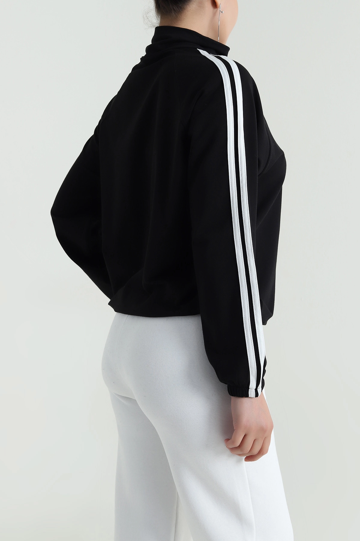 Siyah Yeni Sezon Fermuarlı Kadın Sweat Hırka 483223