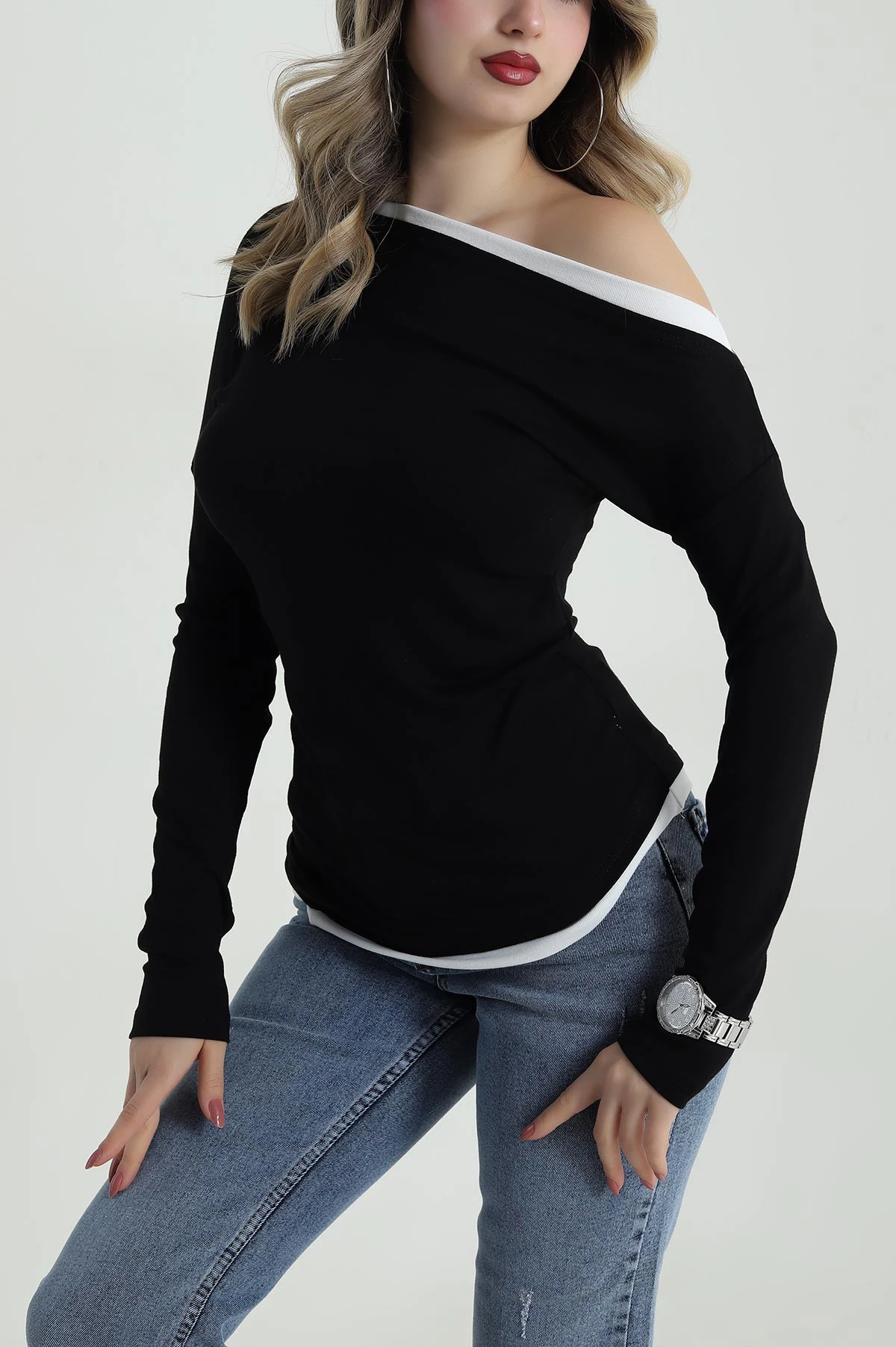 Siyah Yeni Sezon Kadın Body Bluz 486386