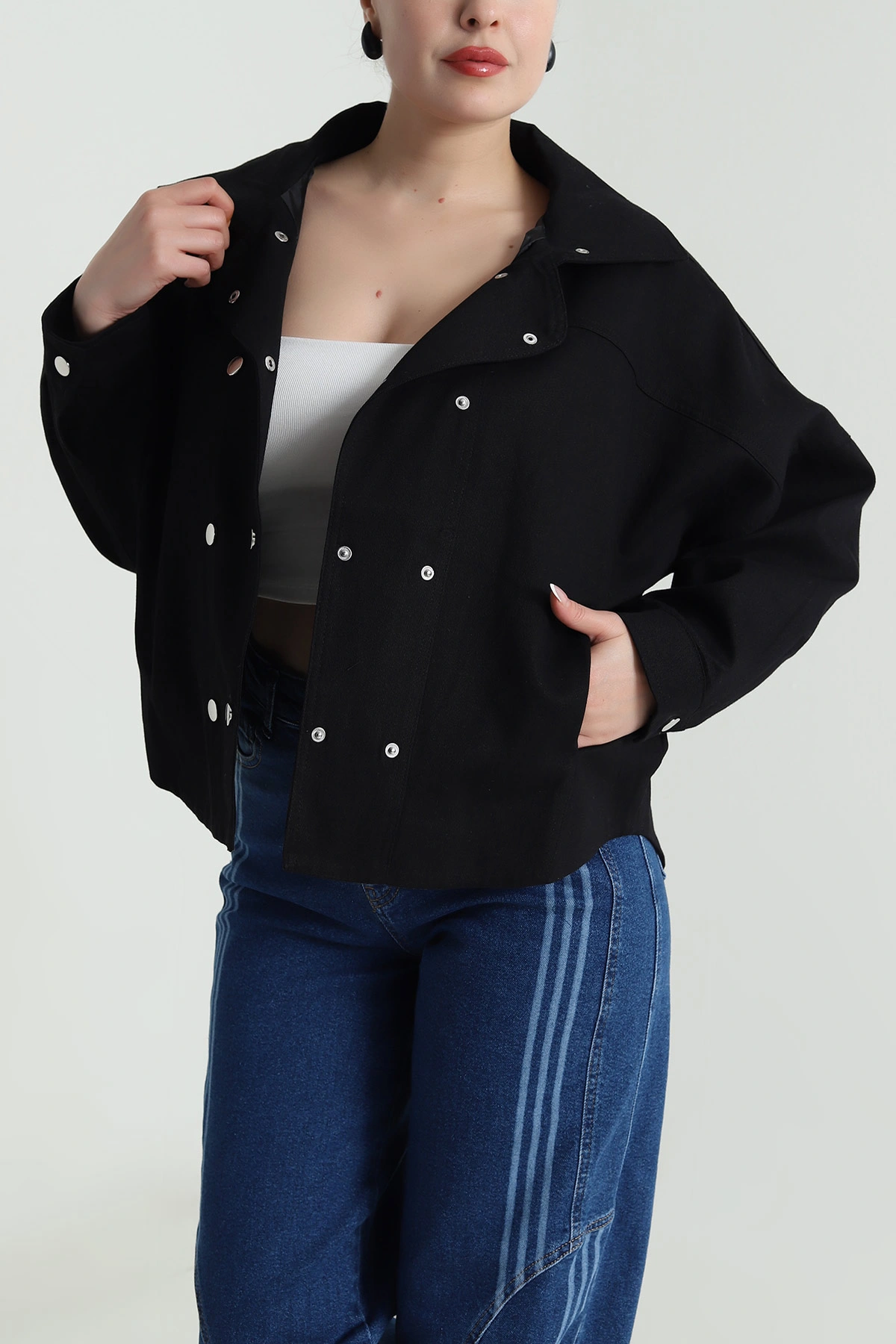 Siyah Yeni Sezon Kadın Gabardin Ceket 492974
