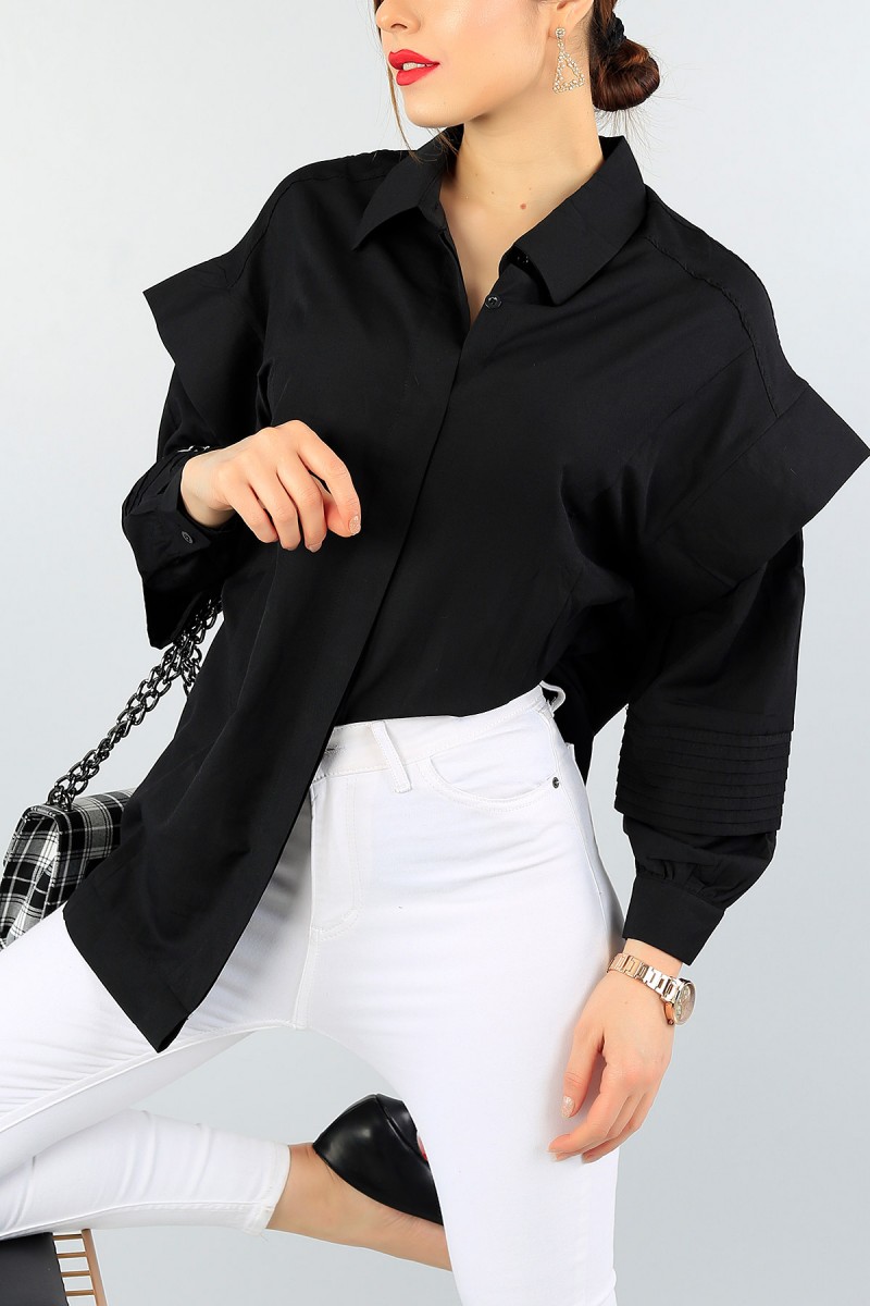 Siyah Yeni Sezon Tasarım Gömlek Tunik 57788
