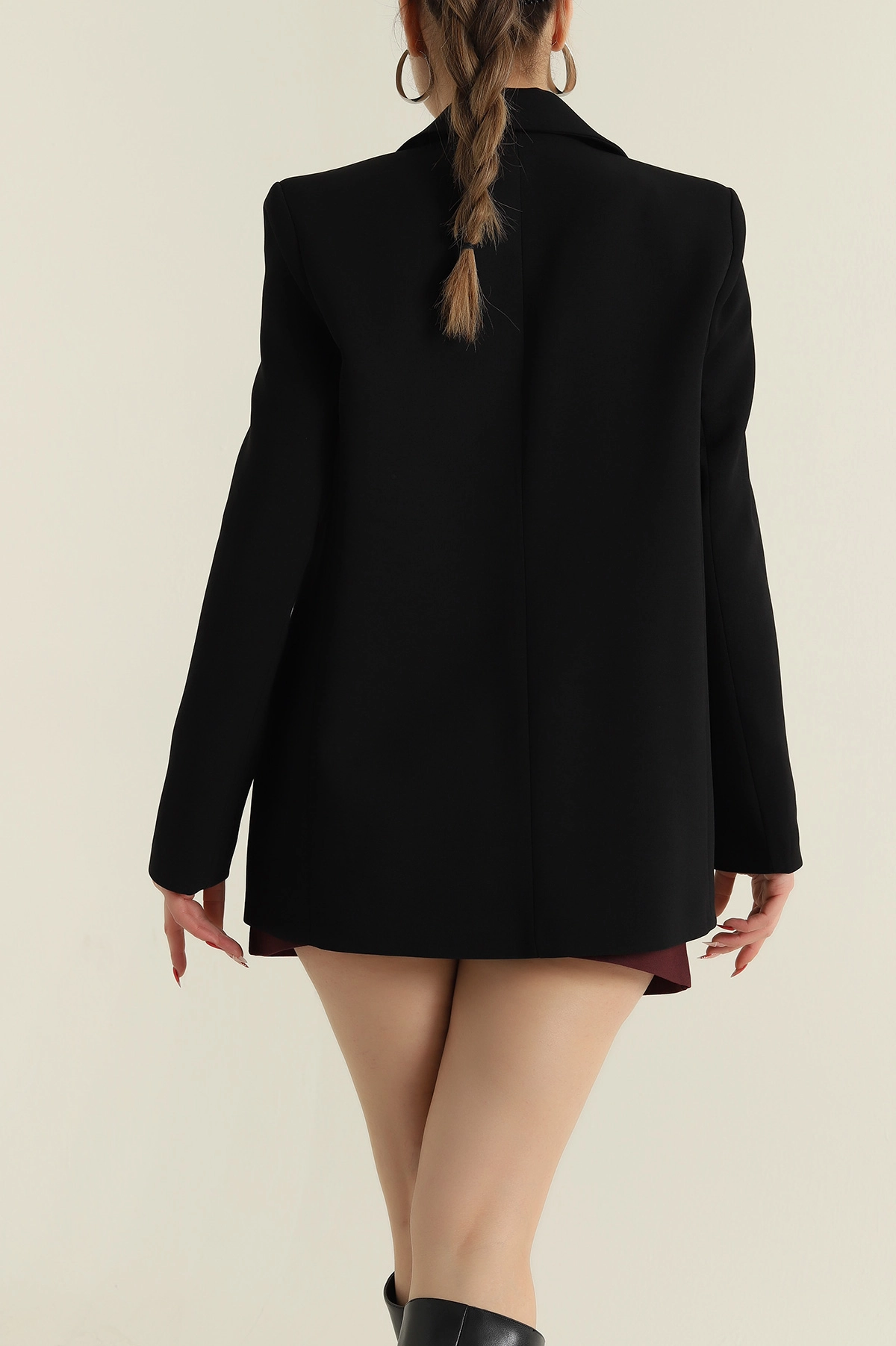 Siyah Yeni Sezon Tek Düğme Astarlı Linda Double Kadın Ceket 425319
