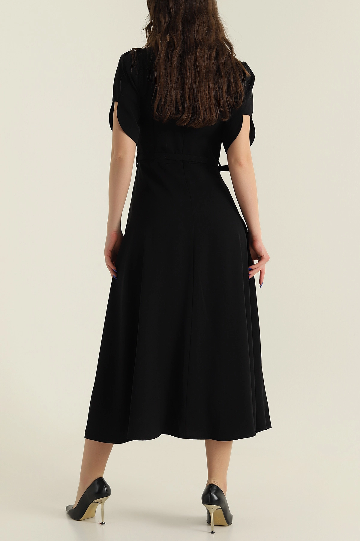 Siyah Yeni Sezon Twill Kadın Elbise 425139