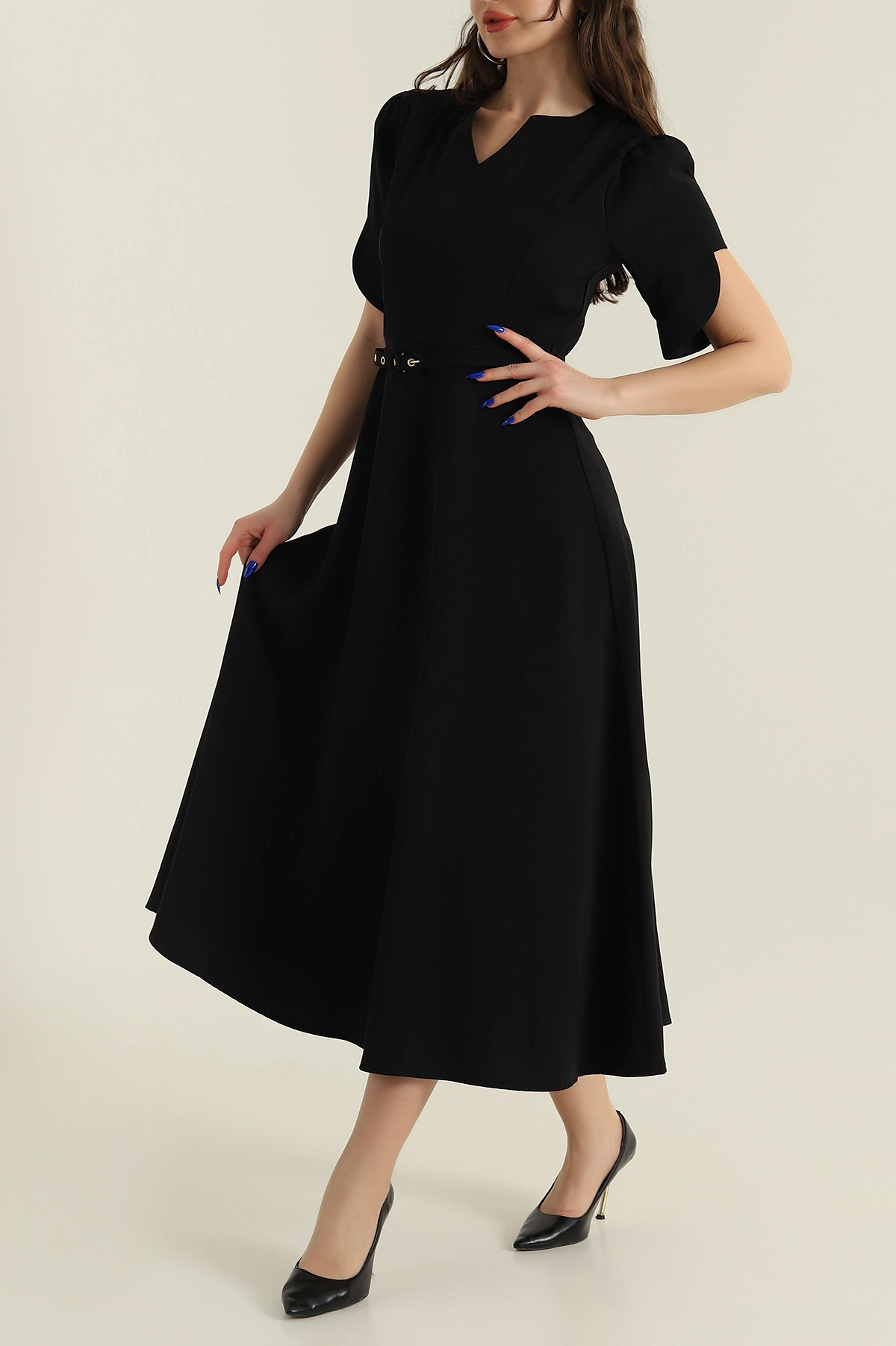 Siyah Yeni Sezon Twill Kadın Elbise 425139